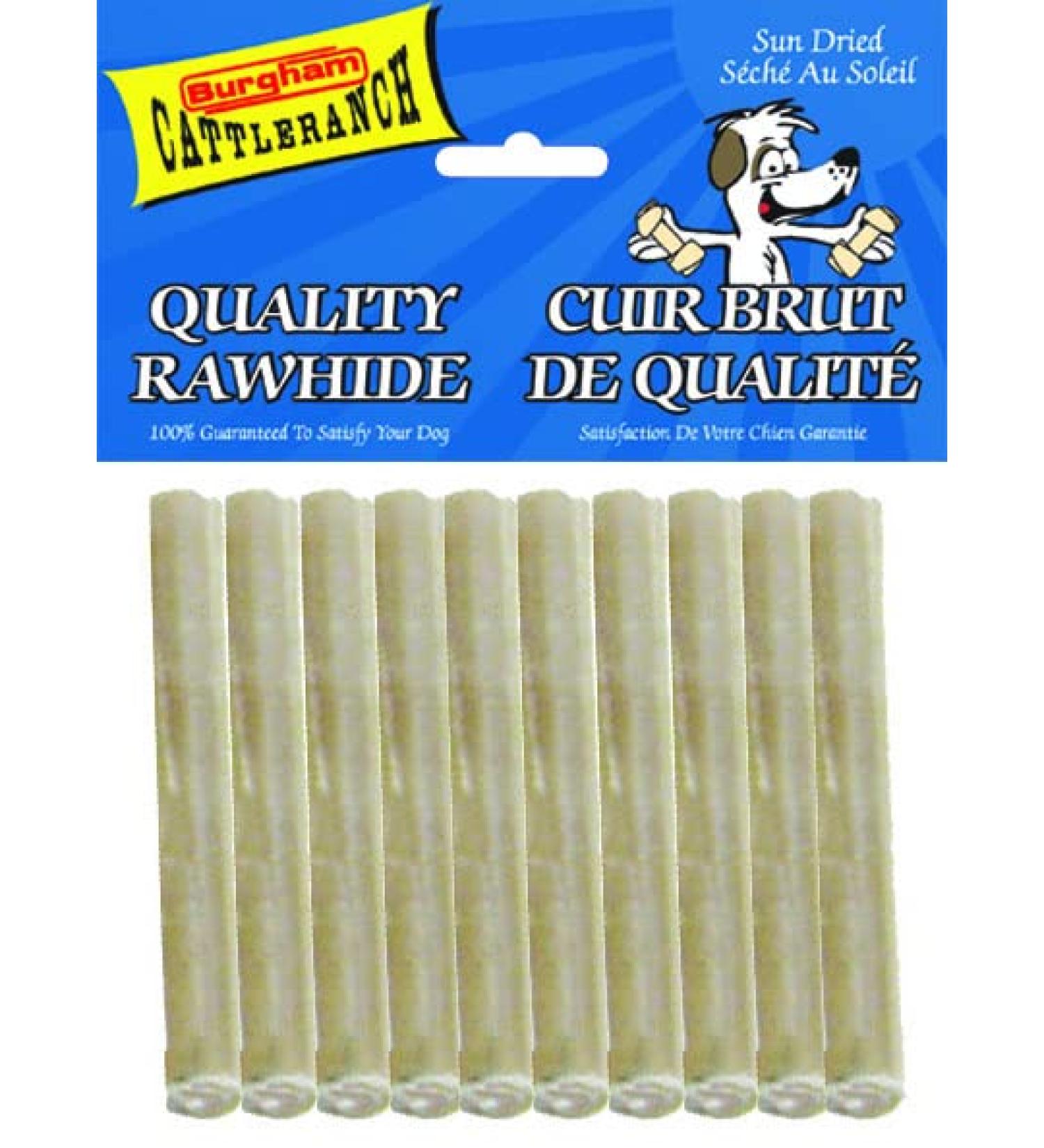 Cattle Ranch Dog Treats Rawhide Stick Chews All Natural Supports Dental Health by Reducing Tartar and Plaque Buildup High in Protein and Low in Fat Stimulates and Entertains by Satisfying Dog s Natural Urge to Chew (10 pk 5"x15mm) 1 count (Pack of 1)