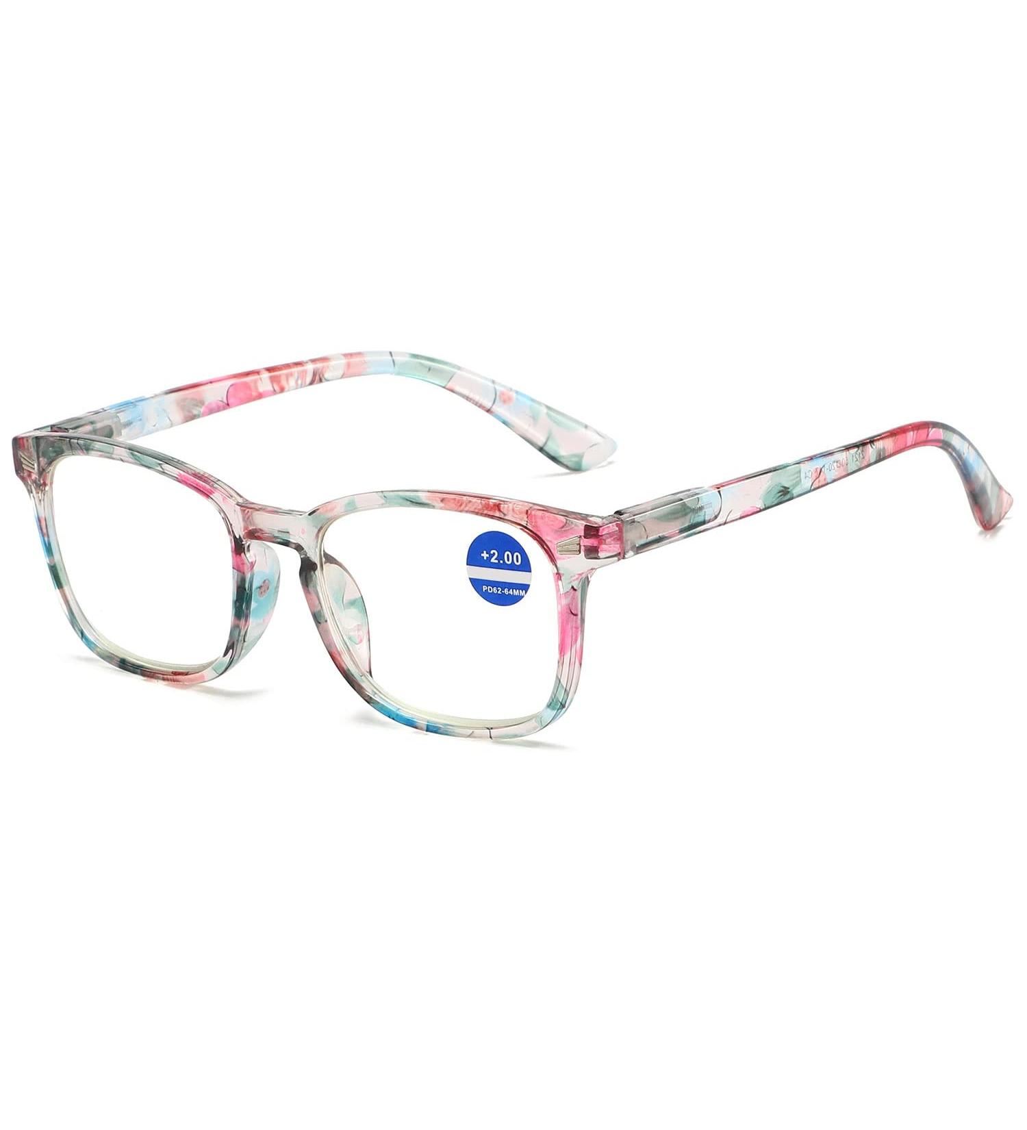 VEVESMUNDO Anti-Blue Light Ladies Reading Glasses | Modern Floral Design | Prescription Light Purple 2.0x Visual Aid - Buy Online on GoSupps.com