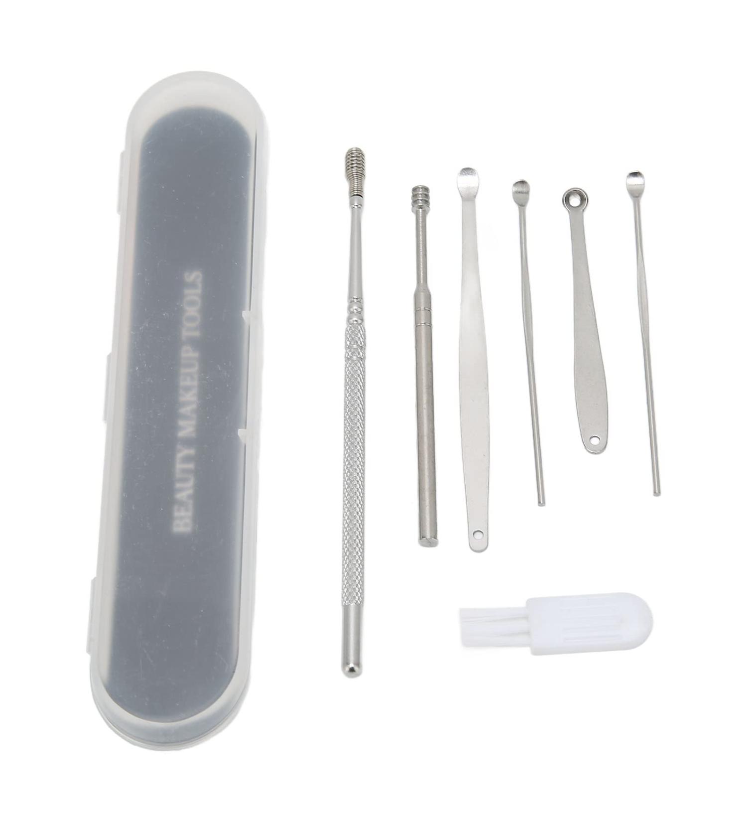 7pcs Stainless Steel Ear Cleaner Set - Earpick & Spiral Ear Wax Remover Tools - Buy Online on GoSupps.com