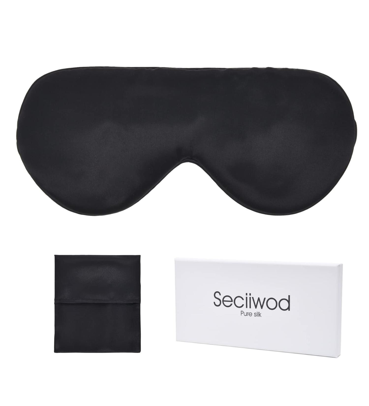 Seciiwod Silk Sleep Mask - 100% Mulberry Silk, Light Proof & Skin-Friendly (Black) - Buy Online on GoSupps.com