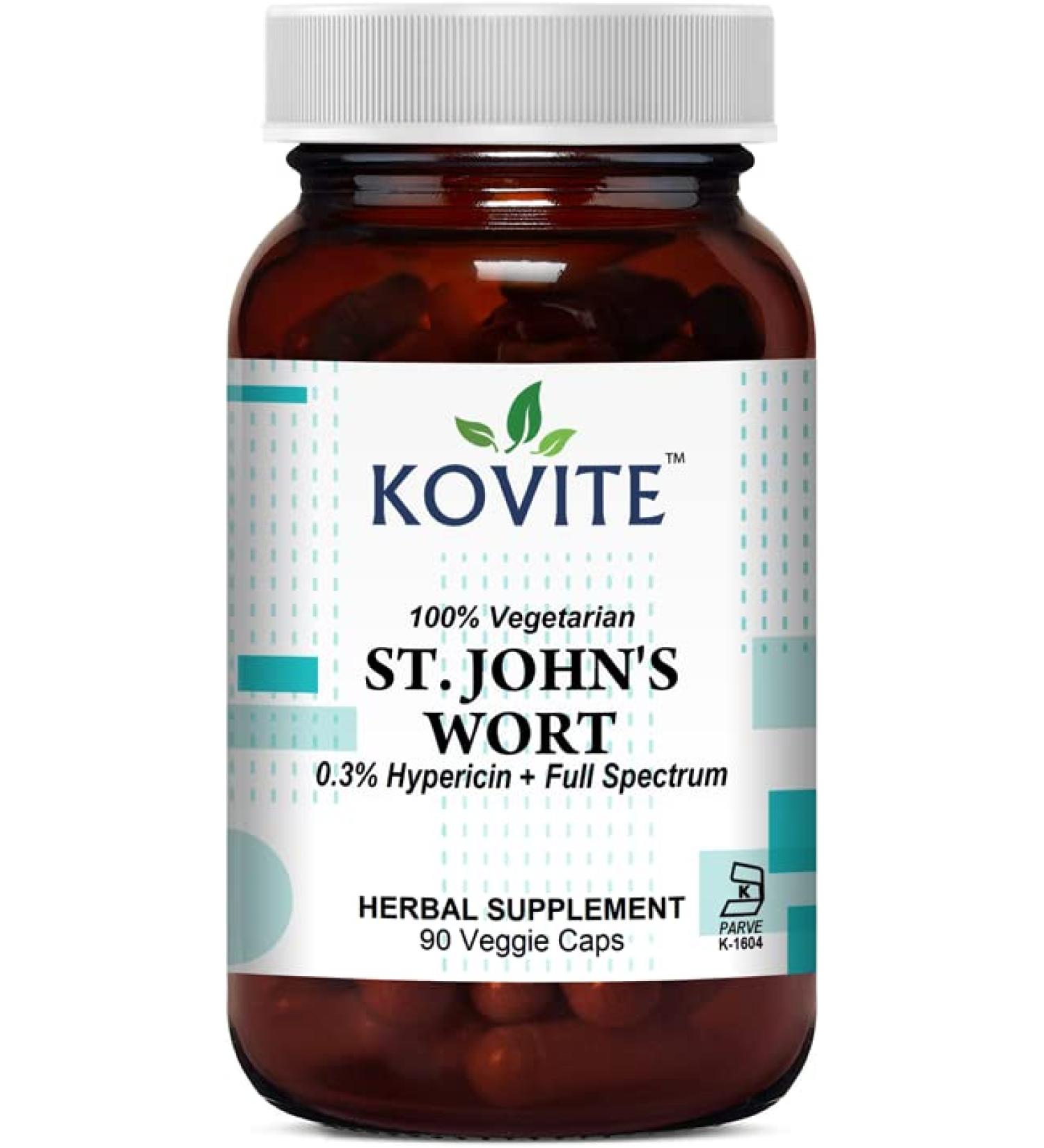 Kovite Organic St. John"s Wort 500 mg - 90 Vegetable Capsules