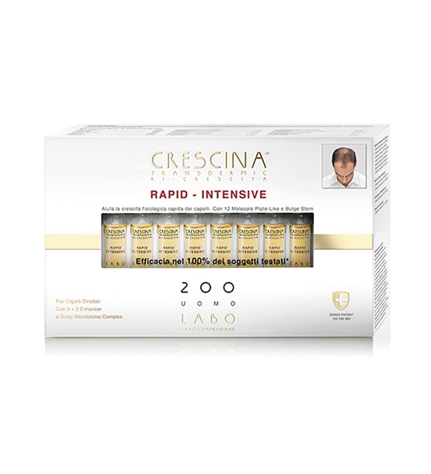Labo Crescin Transdermique RAPID-INTENSIVE 200 Homme 20 ampoules pour la pousse des cheveux