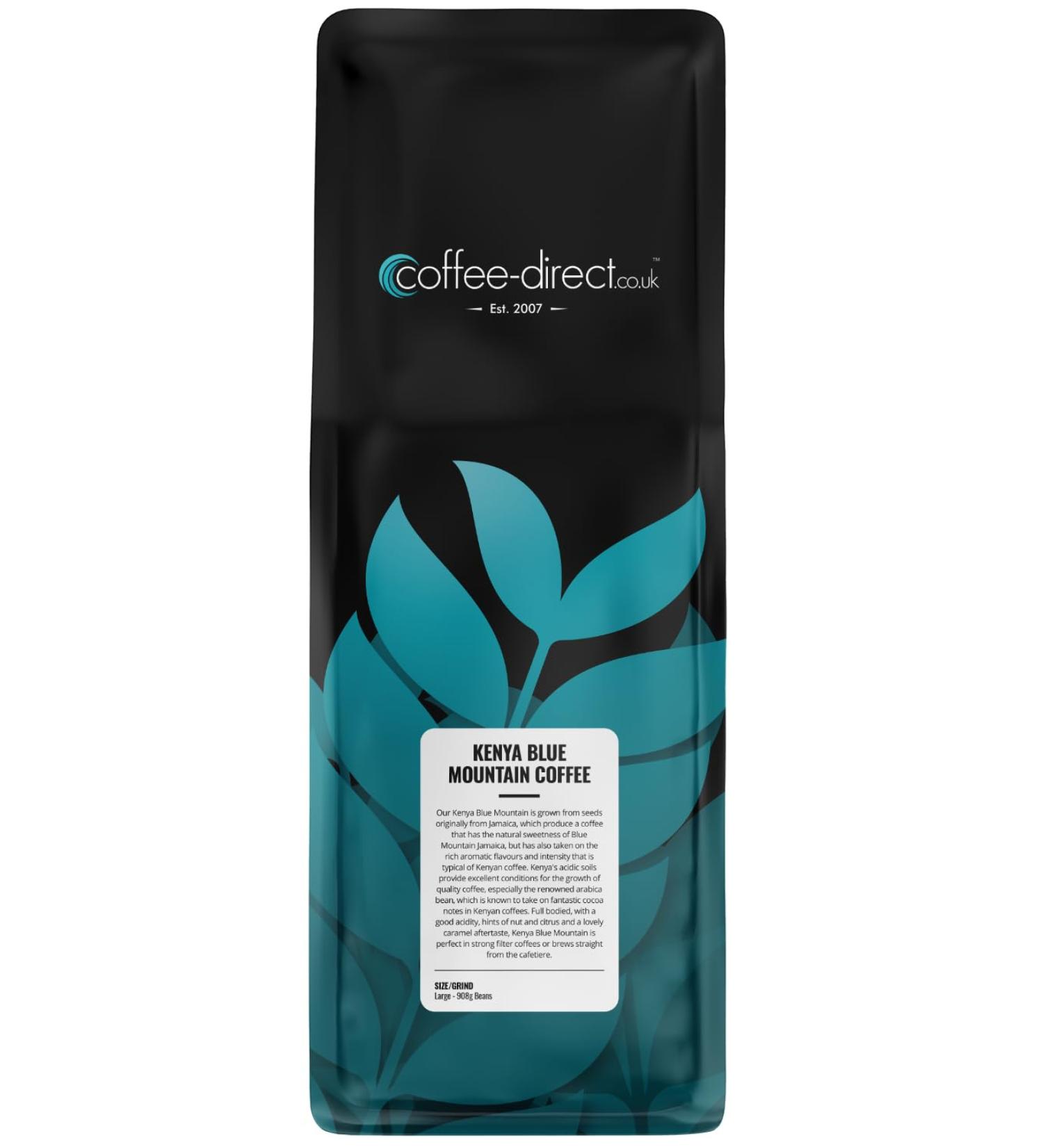 Coffee Direct Kenya Blue Mountain Coffee Beans 908 g - Buy Online on GoSupps.com