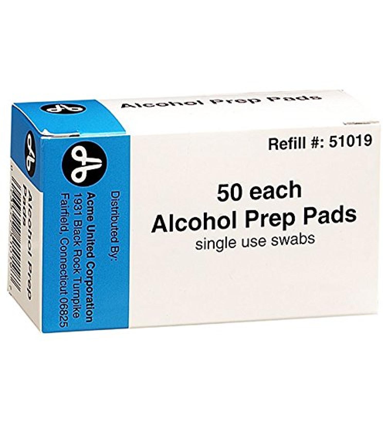PhysiciansCare 51019 Alcohol Prep Pads Single Use Packets 50 Packets/BX