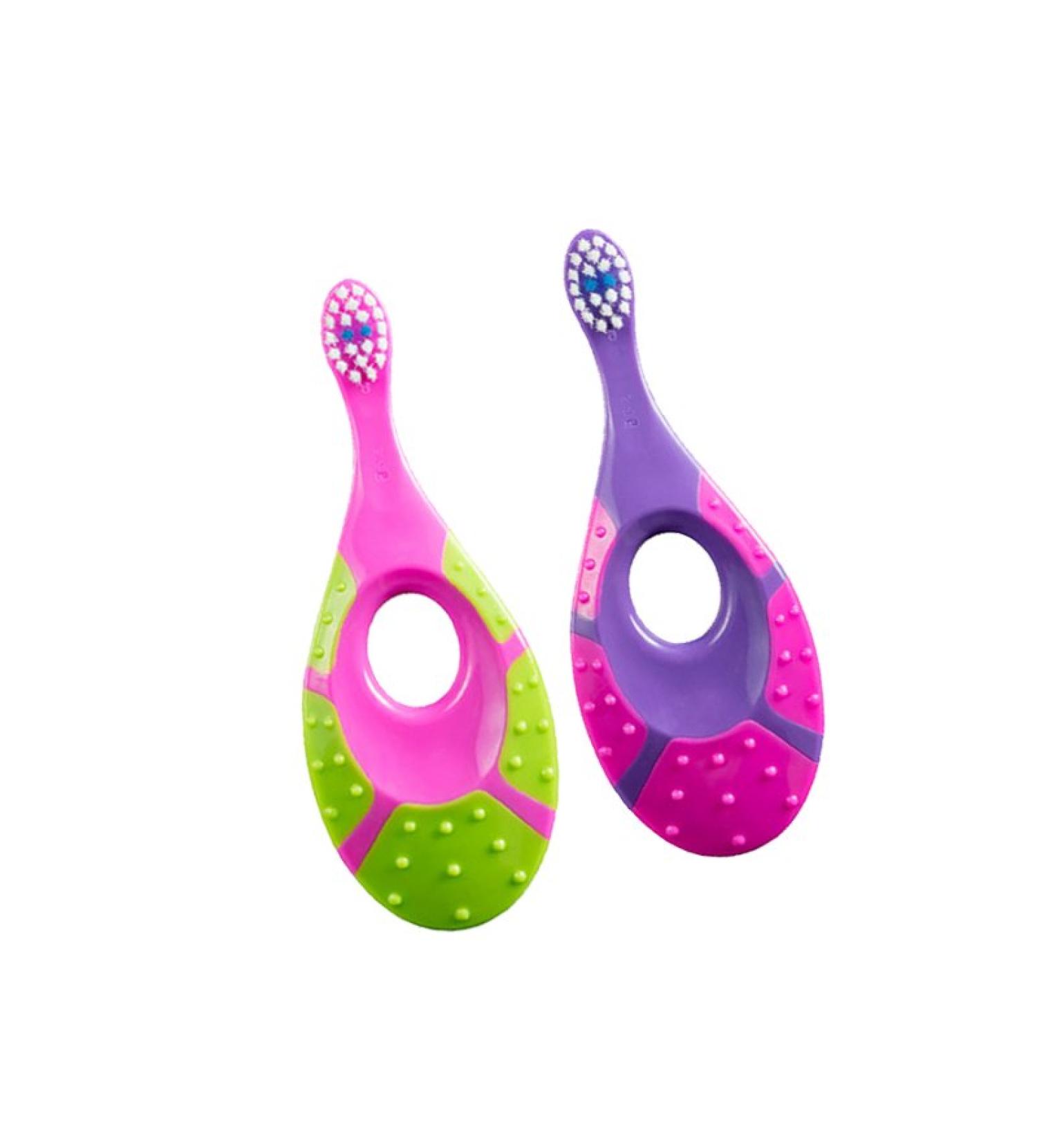 Jordan Step 1 Baby Toothbrush - Extra Soft Bristles for Babies 0-2 Years - Easy Grip & Biting Ring - Pack of 2 Units - Buy Online on GoSupps.com