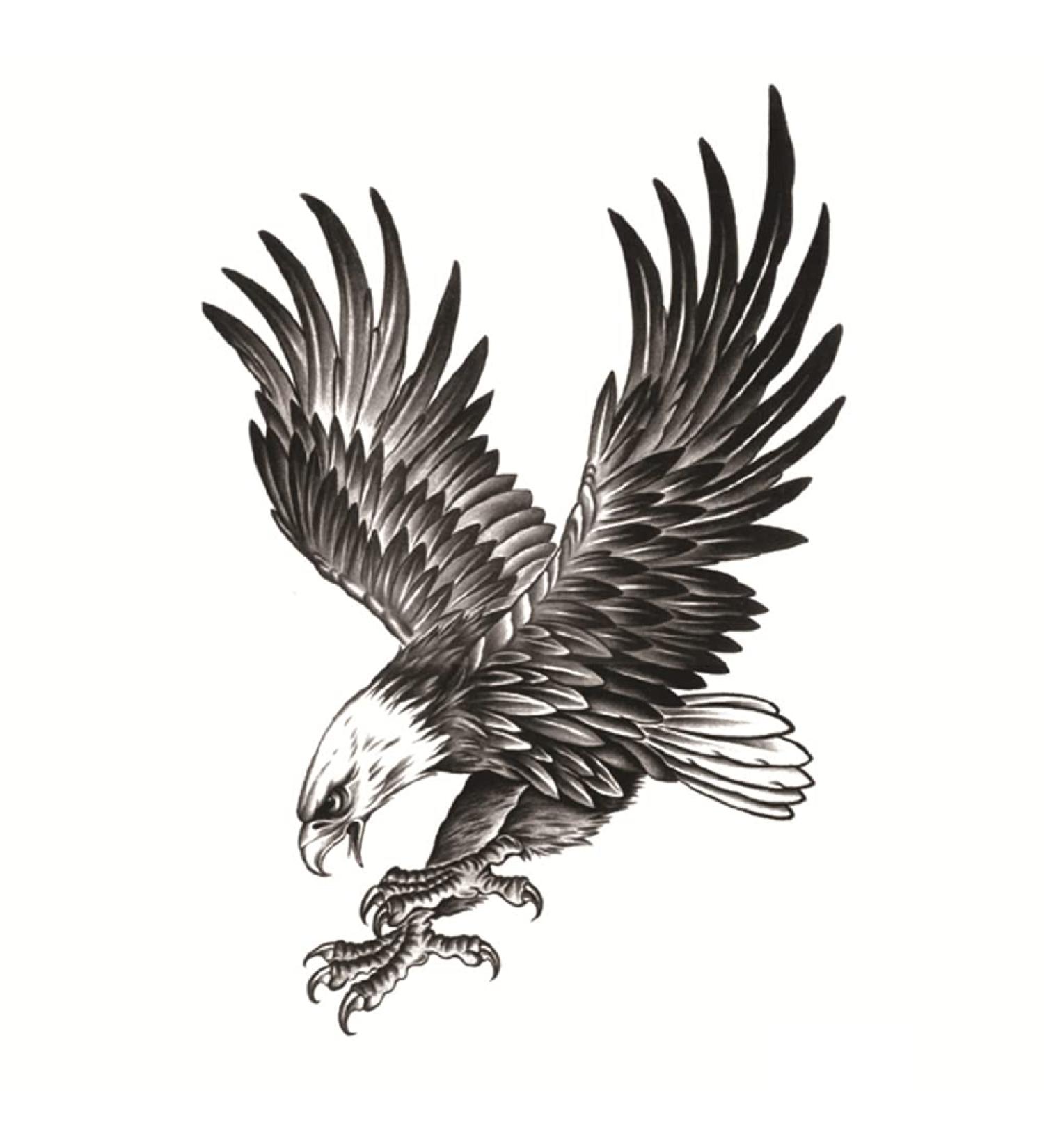 AKOAK 2 Pcs Waterproof Eagle Tattoo Sticker - Temporary Body Art for Men and Women (Black) - Buy Online on GoSupps.com