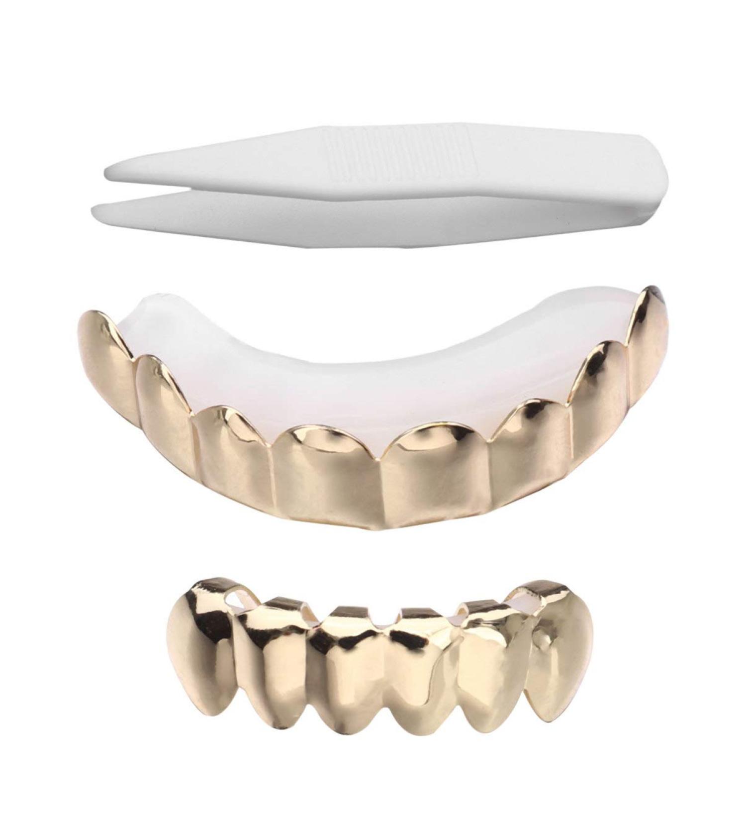 PRETYZOOM Halloween Dentures Grillz - Removable Hip Hop Vampire Teeth Set | Upper & Lower Fake Teeth - Buy Online on GoSupps.com