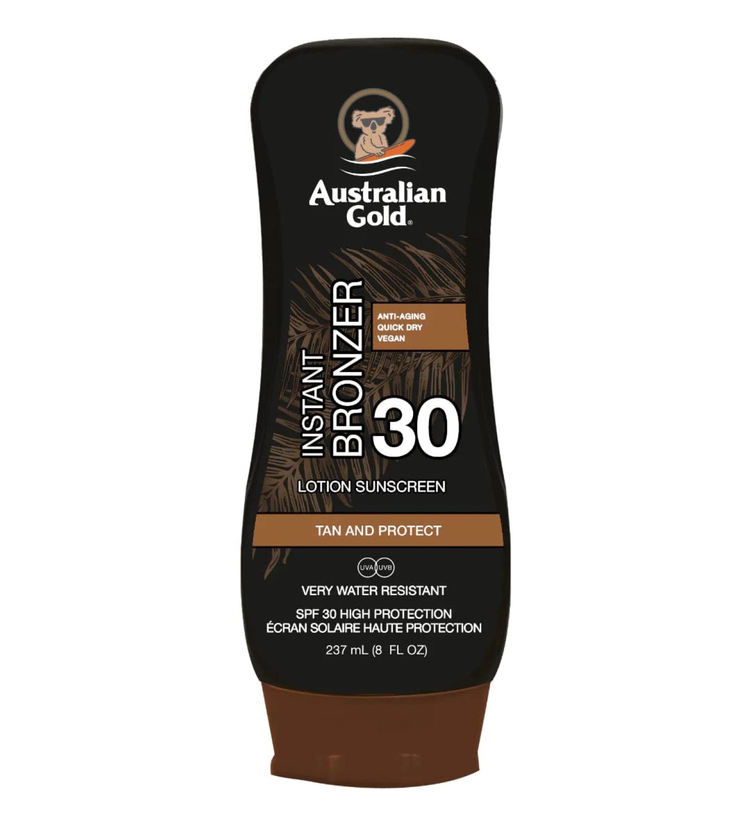 Australian Gold SPF 30 Sun Lotion with Instant Bronzer - 237 ml - Buy Online on GoSupps.com