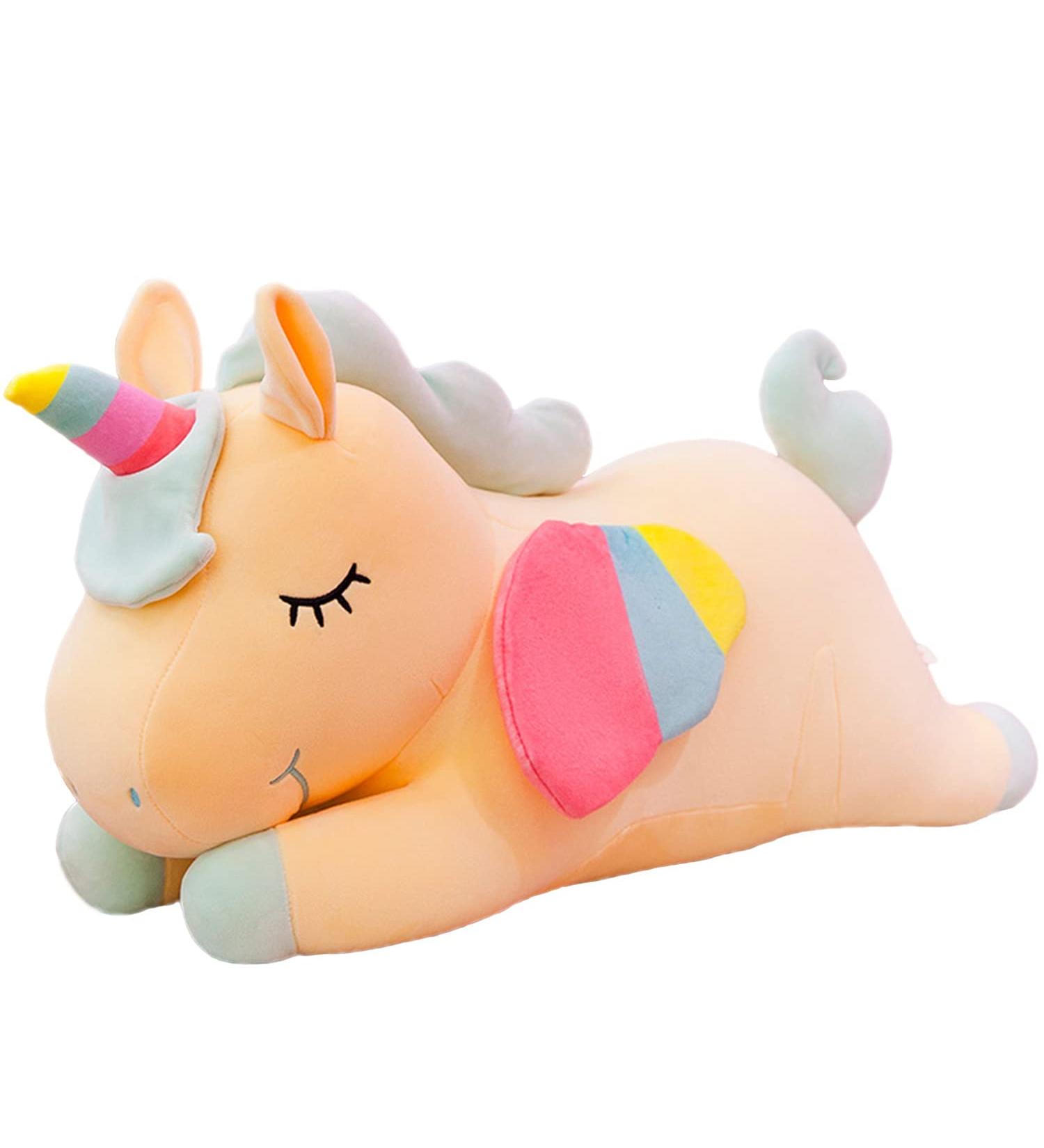 Kekeso Yellow Unicorn Plush Toy 17.71 inch - Soft Cuddle Pillow Doll for Boys Girls - Cartoon Unicorn Stuffed Animal Gift - Buy Online on GoSupps.com