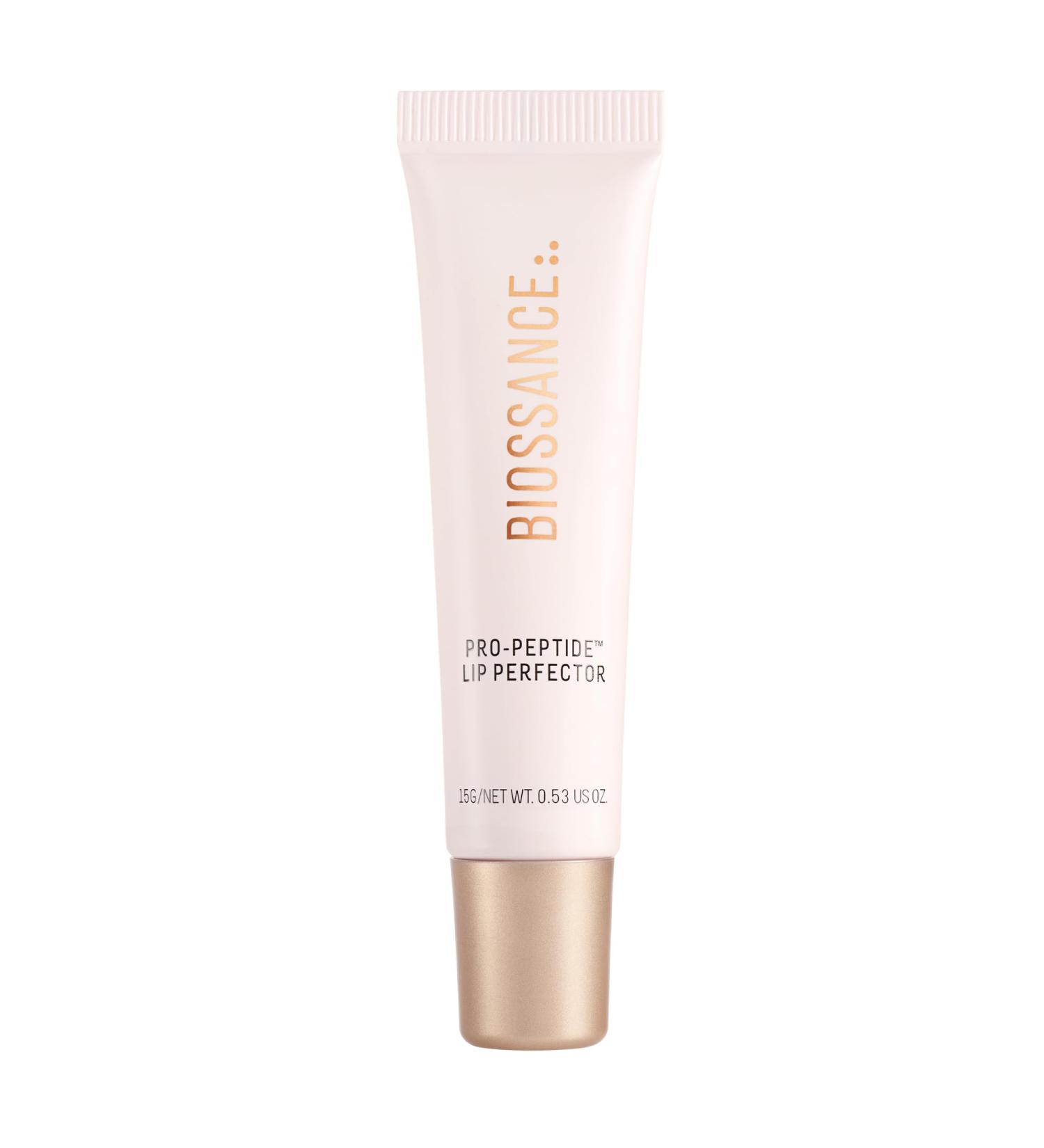 Biossance Pro-Peptide Lip Perfector Triple-Treat Vegan Lip Balm Deeply Hydrating with Pro-Peptides & Hyaluronic Acid Enhances Natural Lip Color Silky Glossy Finish in H2Glow Clear - Buy Online on GoSupps.com