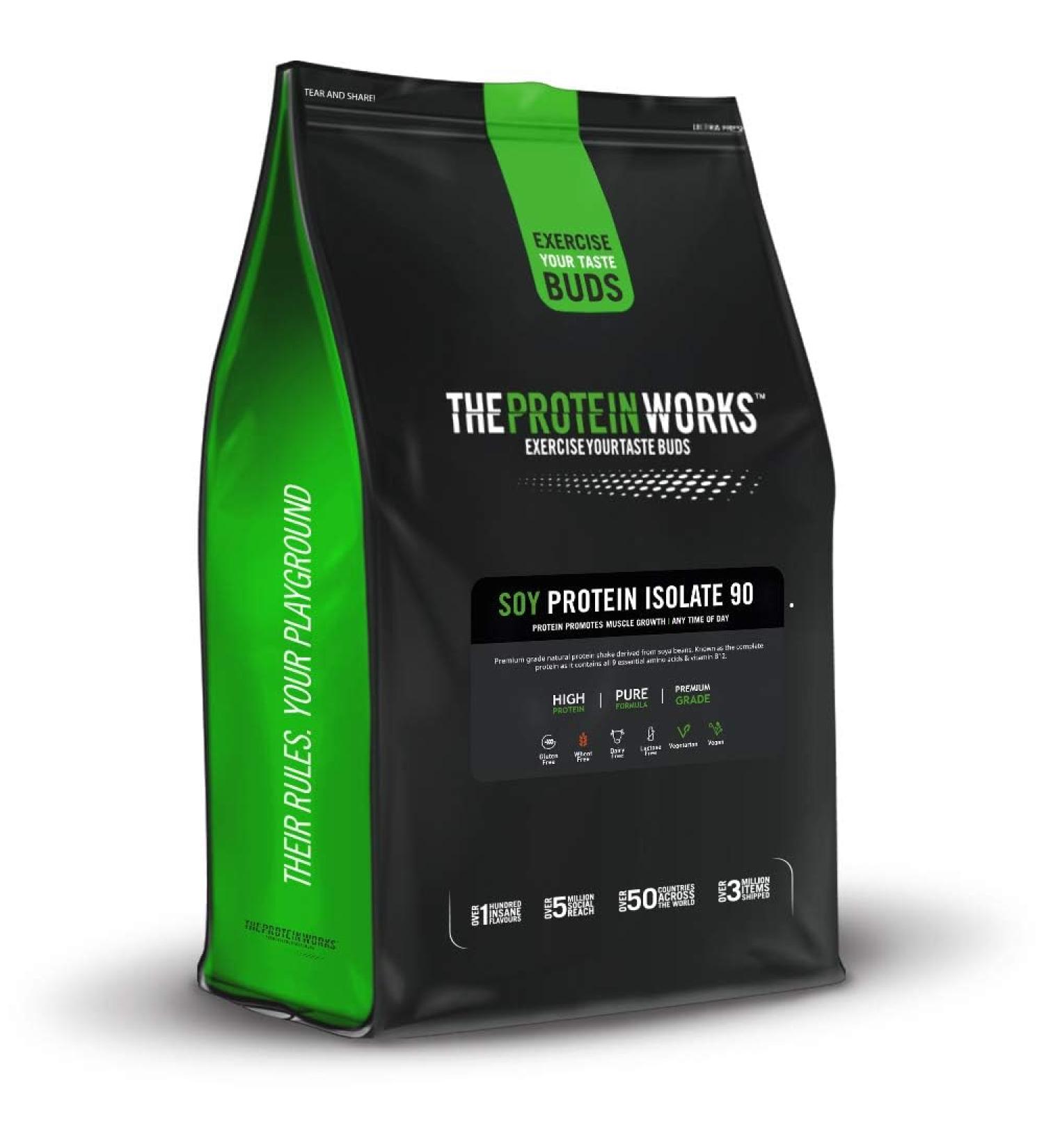 The Protein Works Soy Protein 90 Isolate Powder | 100% Plant-Based | Low Fat | No Added Sugar | Gluten-Free | Caramel Macchiato Flavor | 1kg - Buy Online on GoSupps.com