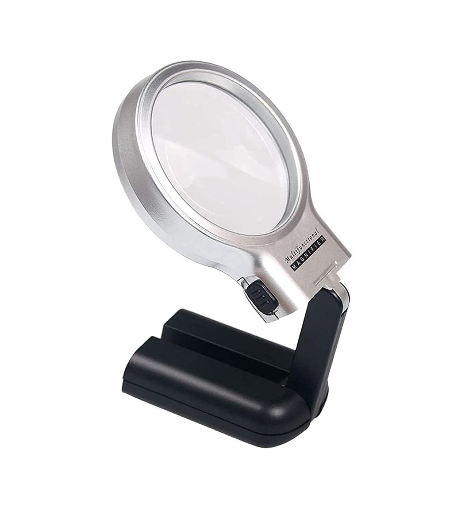 Magnifying Glass Handheld Multi Function Recognition Desktop Collapsible Glass Portable Glass 6X with LED Lamp Magnifier - Buy Online on GoSupps.com