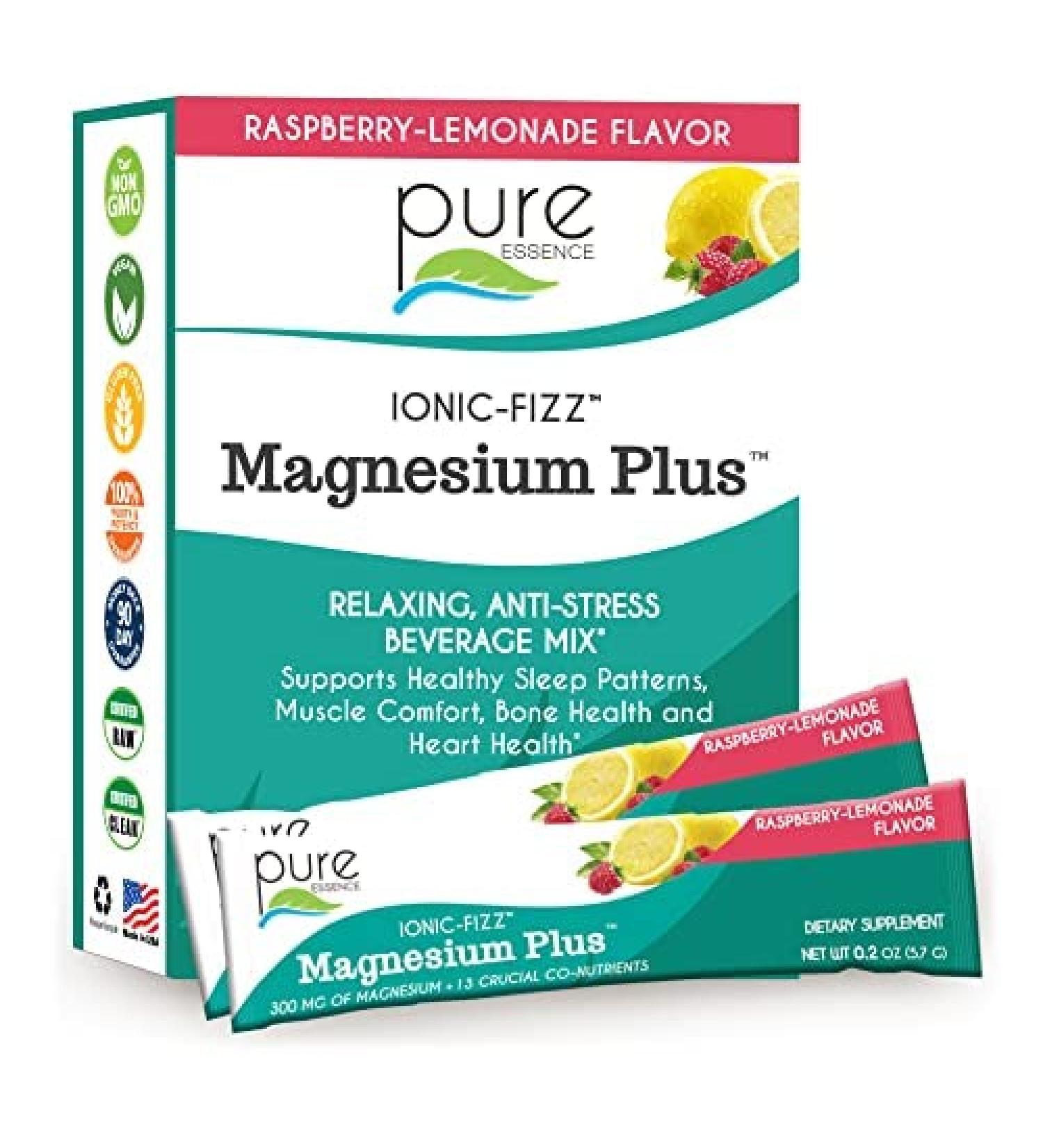 Pure Essence Labs Ionic-Fizz Magnesium Plus Stick - Raspberry Lemonade 30ct - Buy Online on GoSupps.com