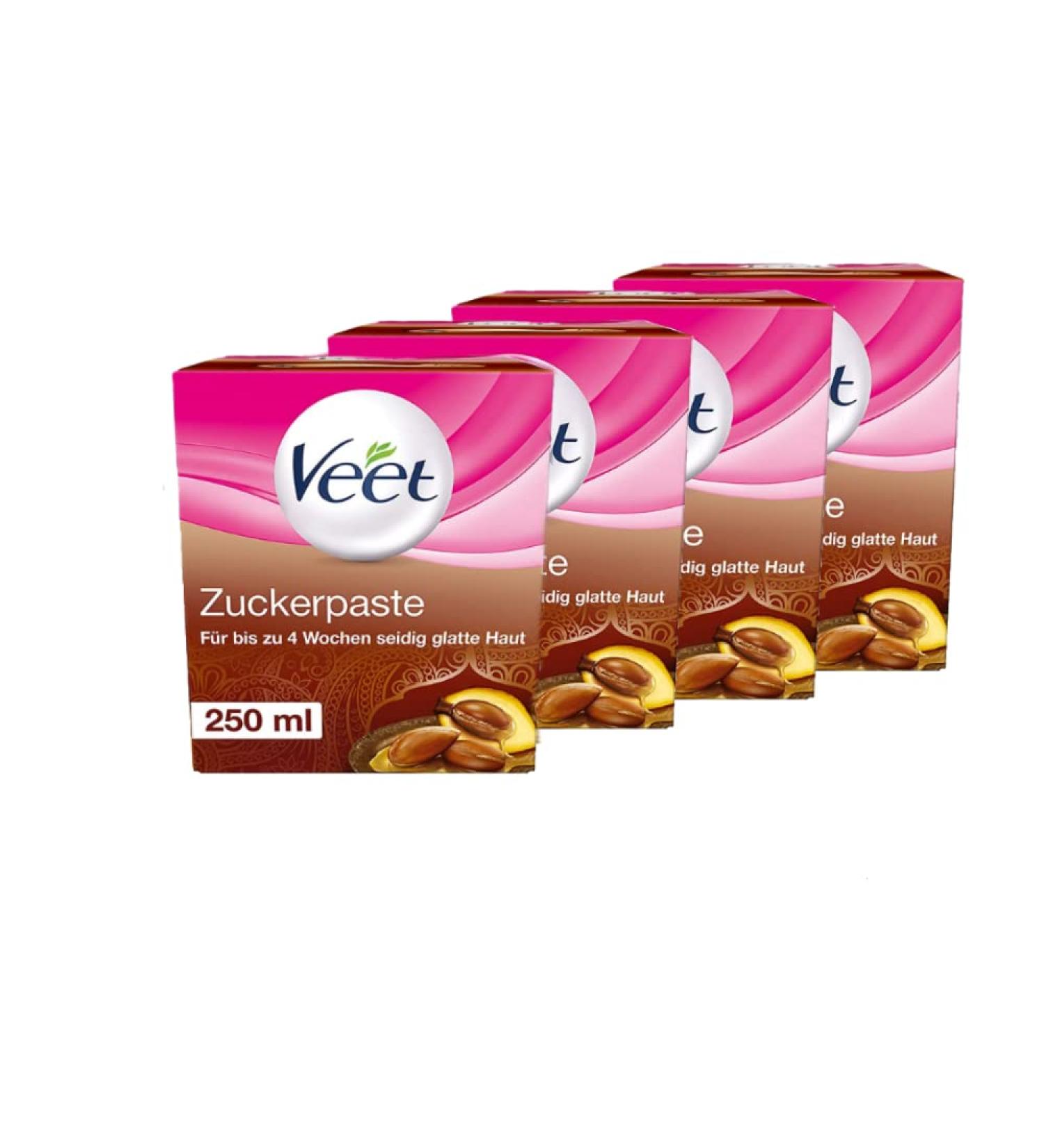 Veet Sugaring Sugar Paste with Argan Oil - Hair Removal for Smooth Skin Up to 4 Weeks | 4x250ml - Shop Now! - Buy Online on GoSupps.com