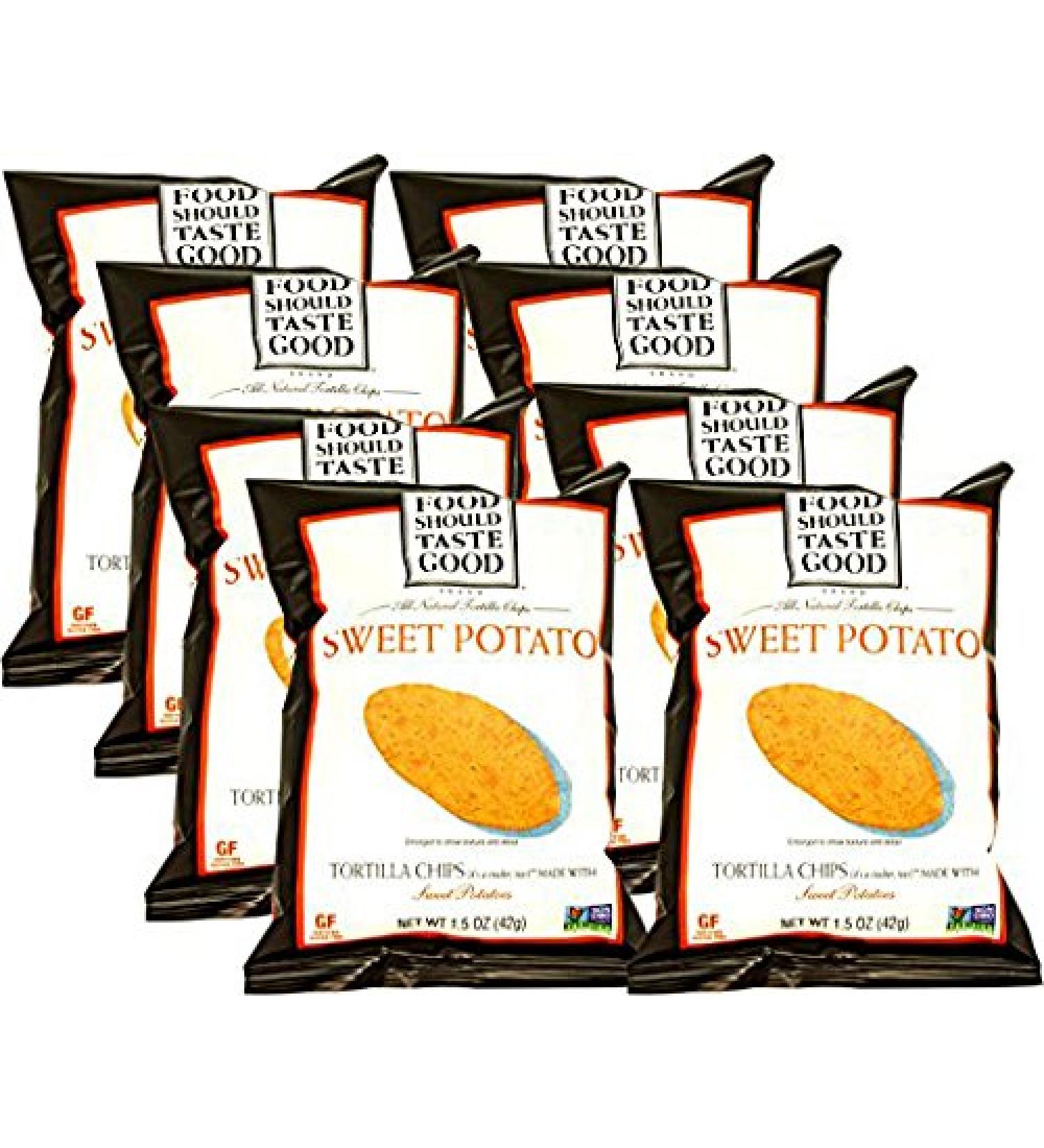 Food Should Taste Good Sweet Potato Tortilla Chips 1.5 oz (Pack of 8) - Delicious & Nutritious Snack Option - Buy Online on GoSupps.com