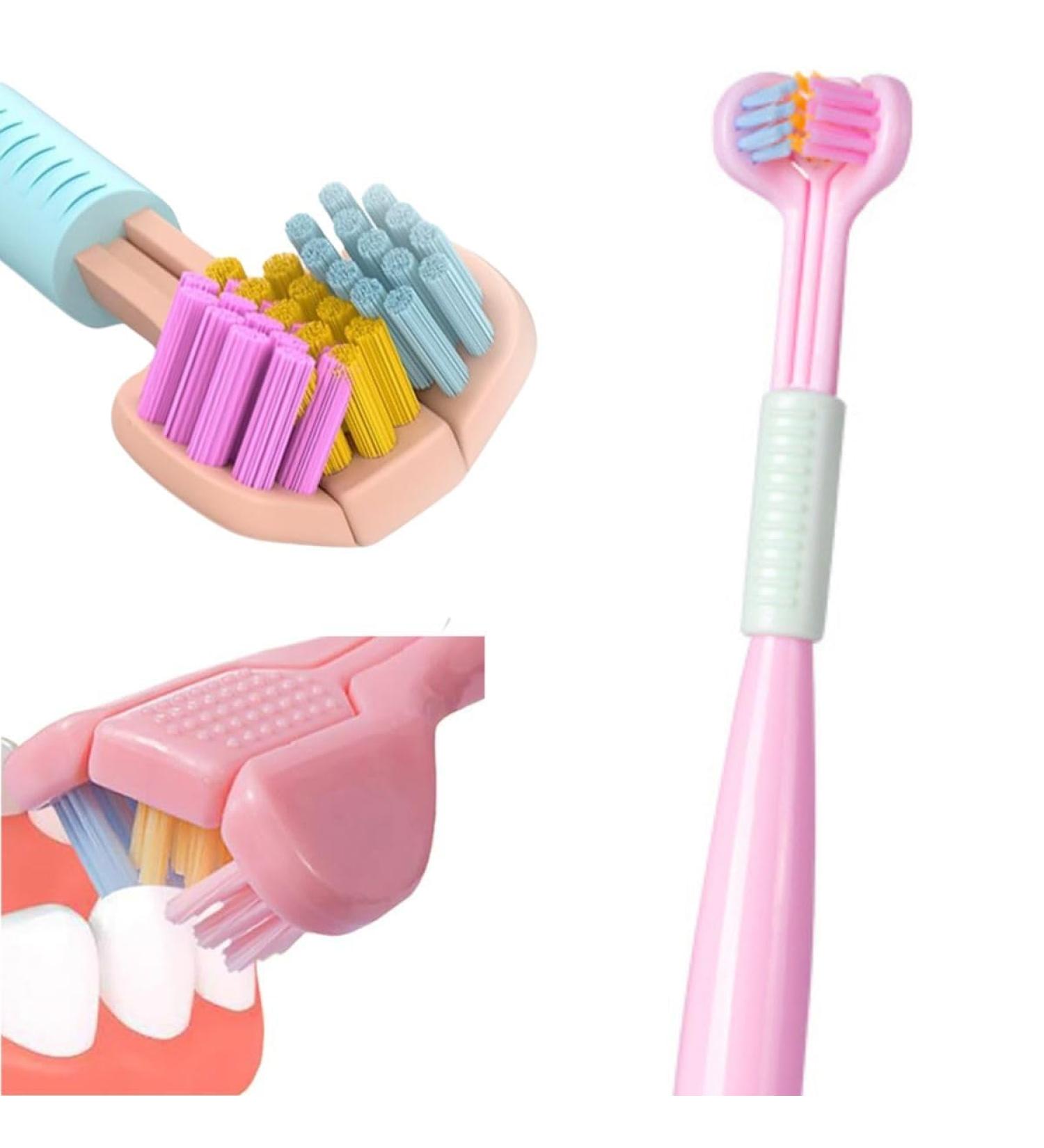 Buy Ath.elas 3-Sided Toothbrush for Kids (Ages 2-6) | Premium Pink Toothbrush with Soft Bristles for Deep Cleaning - Buy Online on GoSupps.com