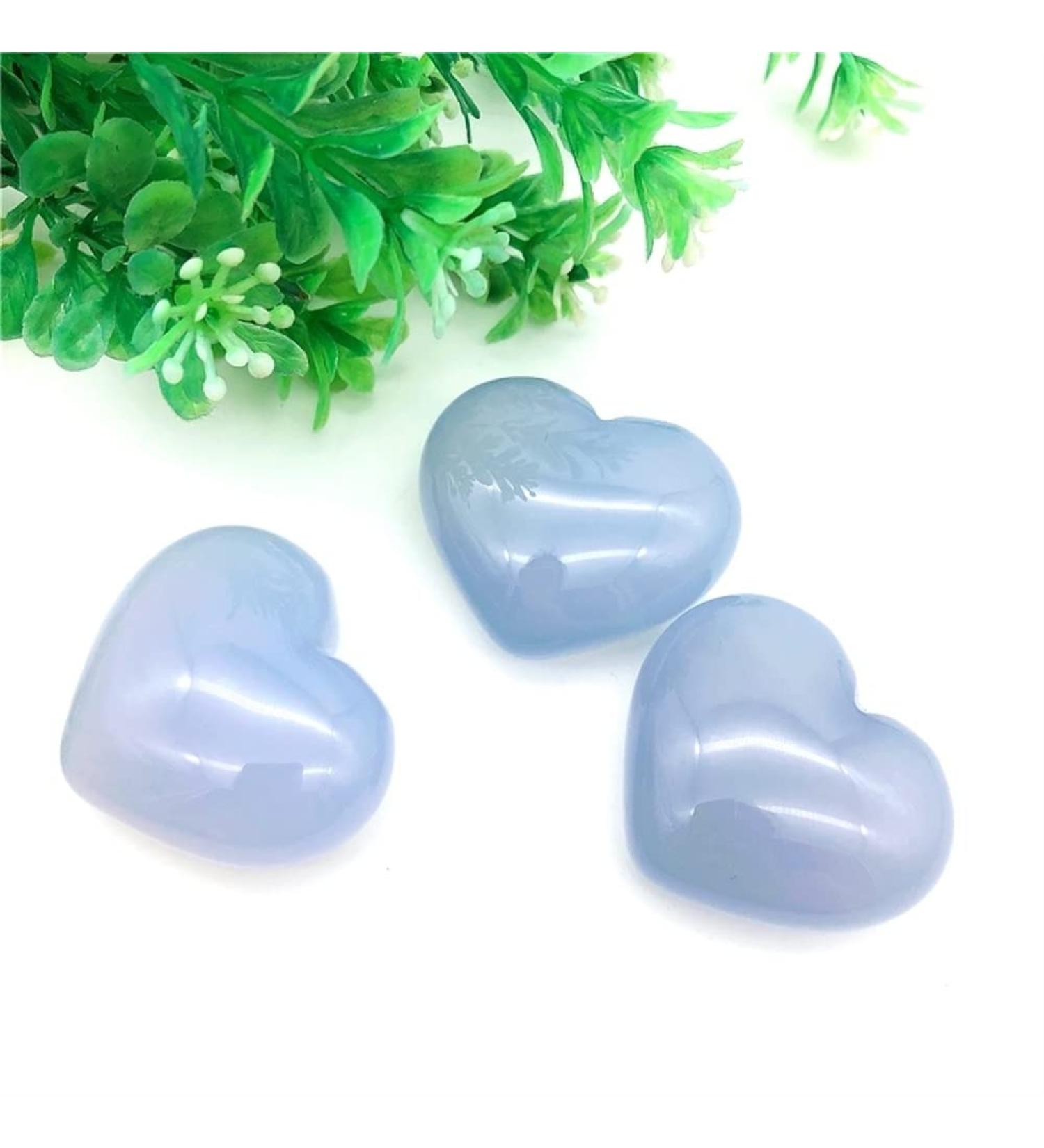 Saturey 1 Pack Natural Large Blue Chalcedony Heart Crystal Gem Meditation Treatment Suitable for Home - Buy Online on GoSupps.com
