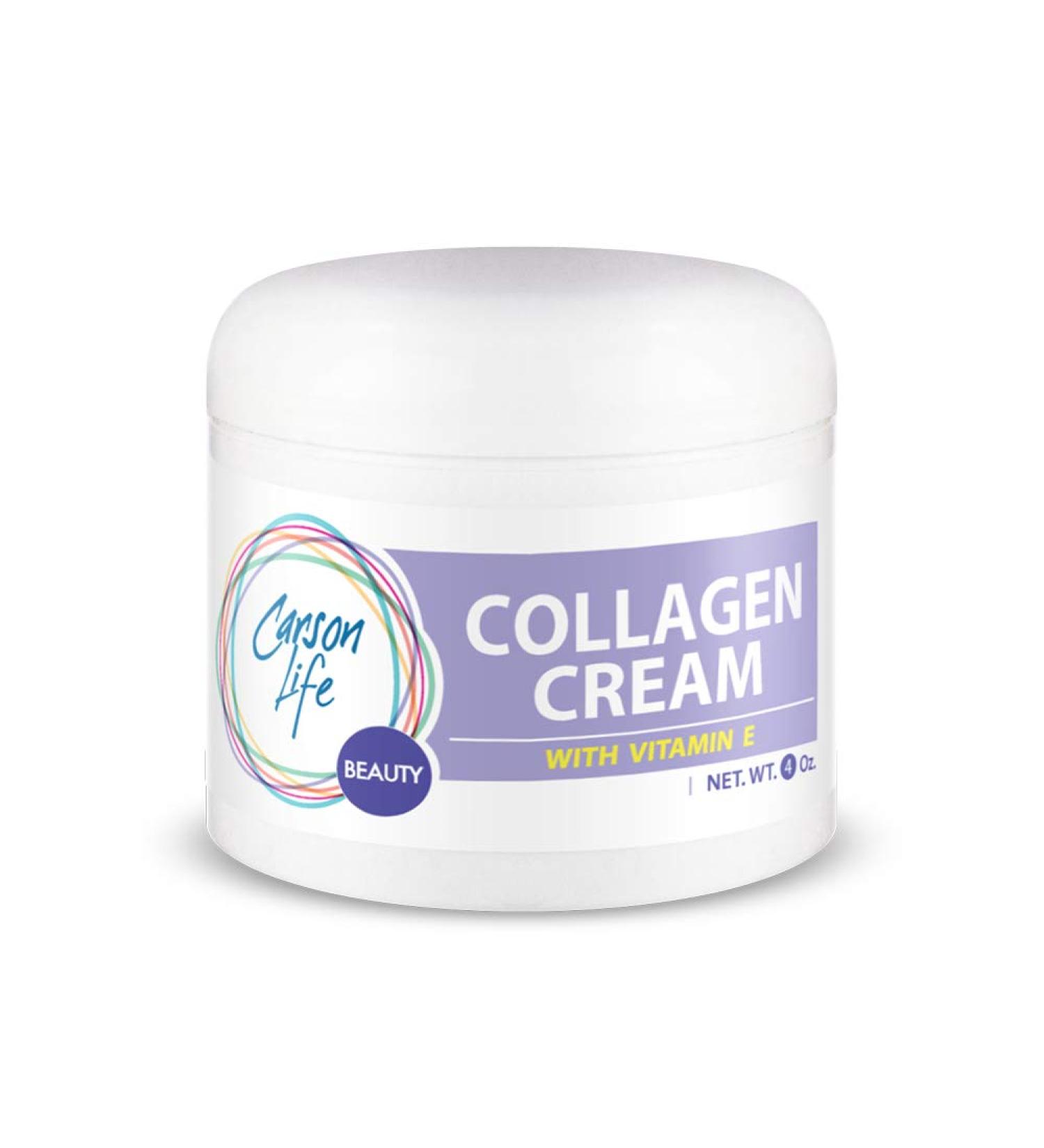 Carson Life Collagen Beauty Cream With Vitamin E - 4 Oz - Marvelously Rejuvenate Skin & Prevent Wrinkles - Keep Your Skin and Face Healthy - Made in the USA (Single) Day Cream 4 Ounce (Pack of 1)
