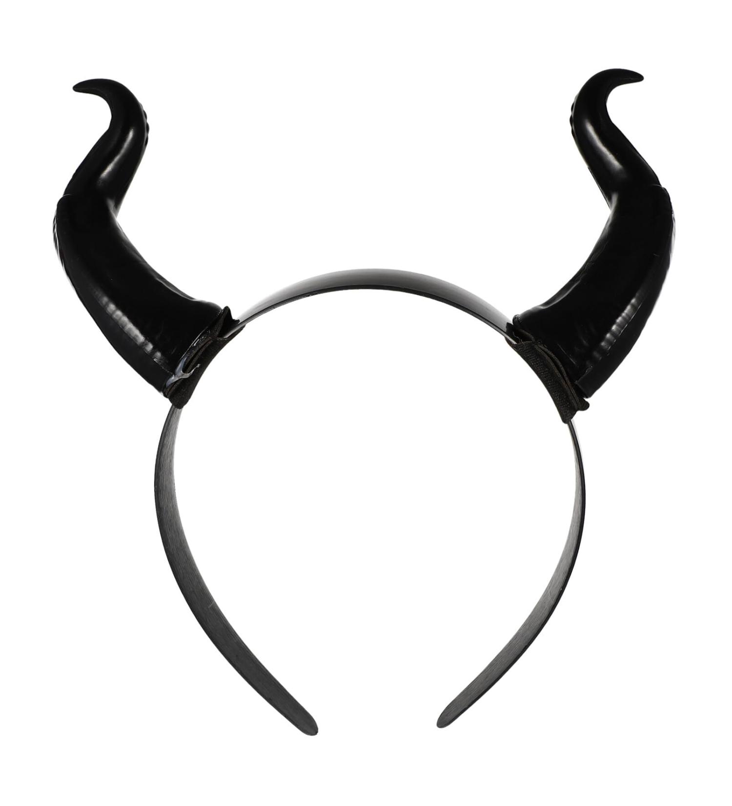 Housoutil Devil Horns Headband Black Cosplay Ox Horn Headband Matte Ox Horn Hair Loop Gothic Halloween Costume Headdress for Photo Shoot Cosplay Masquerade Dress up Show Halloween - Buy Online on GoSupps.com