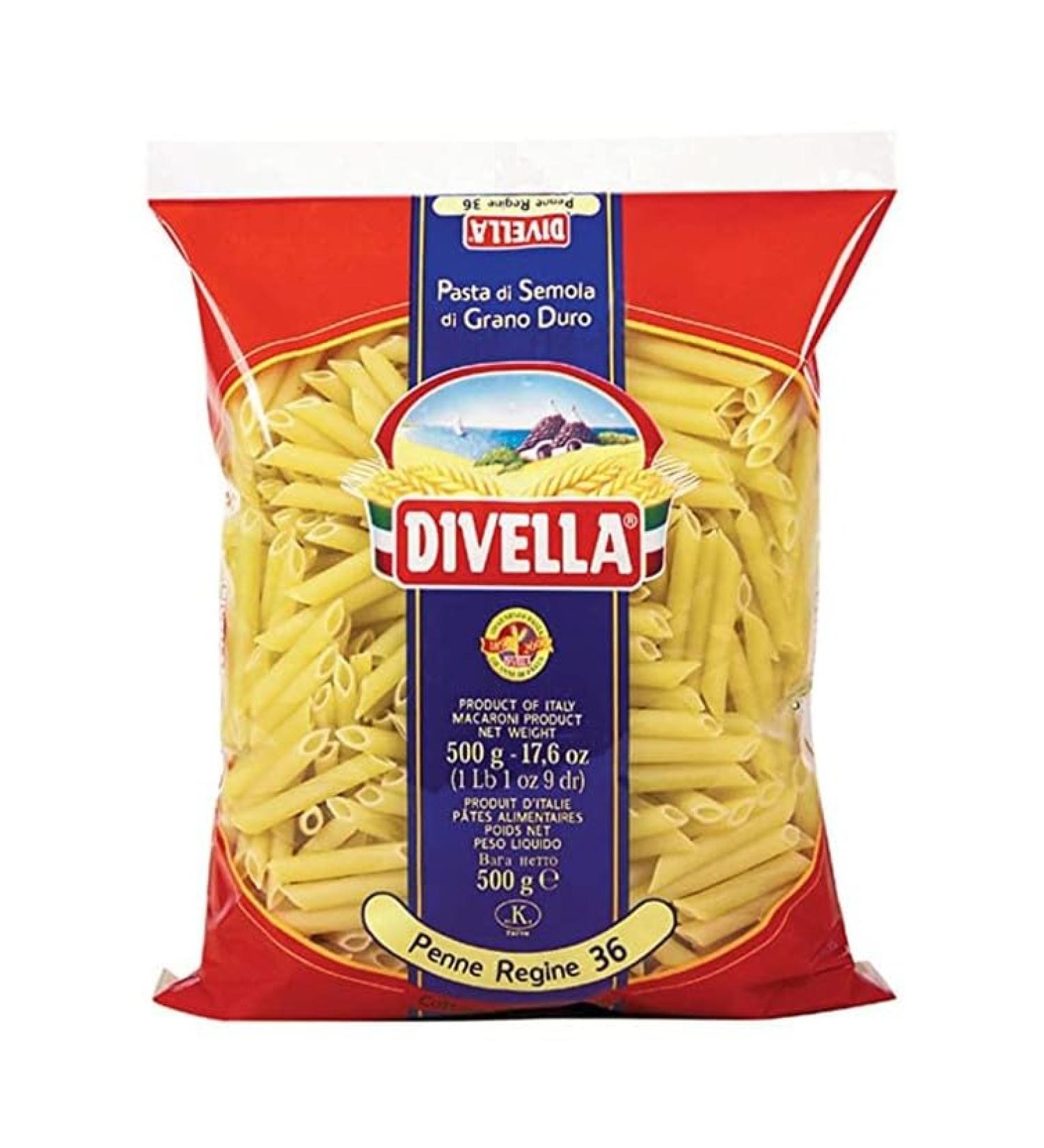 Divella DIVELLA DURUM WHEAT SEMOLINA PASTA PENNE REGINE 36 GR 500 X 24