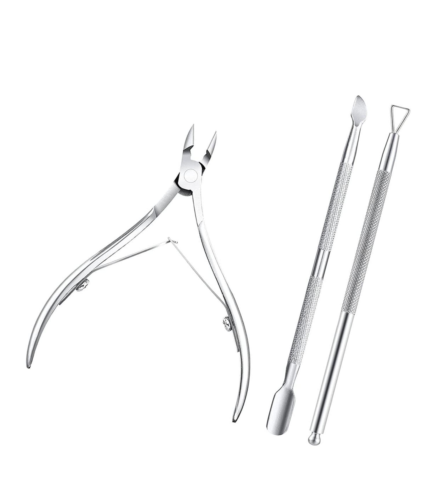 Cuticle Cutter Cuticle Nippers with Cuticle Pusher Precision Nail Clippers for Ingrown Nails Feet and Hands - 3 Pieces Manicure Tools Kit - Buy Online on GoSupps.com
