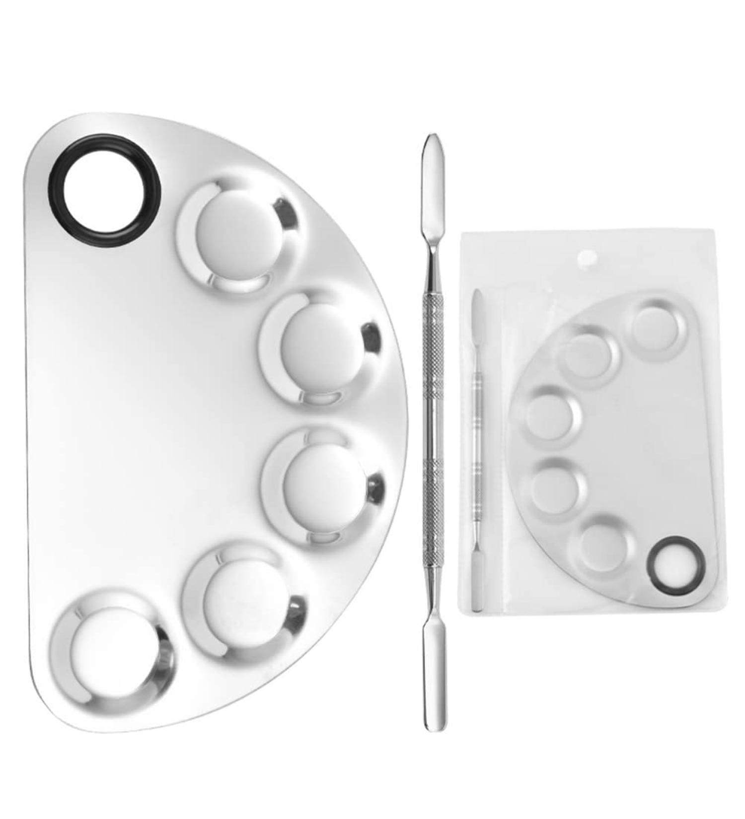 AKOAK Stainless Steel Beauty Palette & Spatula Tool | Nail Art Makeup Mixing for Cosmetics & Pigments - International Shipping - Buy Online on GoSupps.com