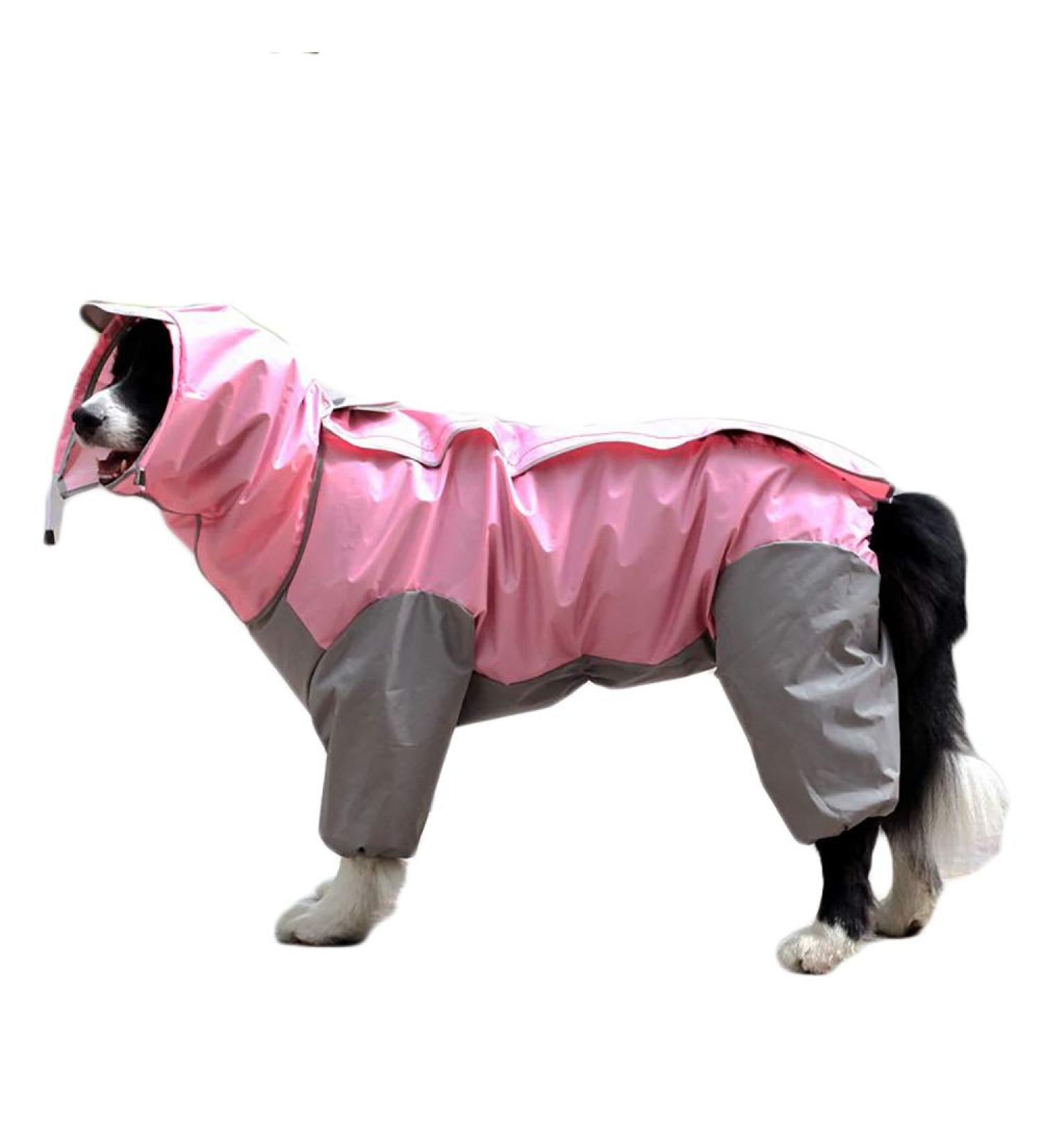 Buy Tfeng Waterproof Dog Raincoat with Removable Hoodie - Adjustable Outdoor Jacket in Pink (60cm Back Length) | 10 Sizes Available - Buy Online on GoSupps.com