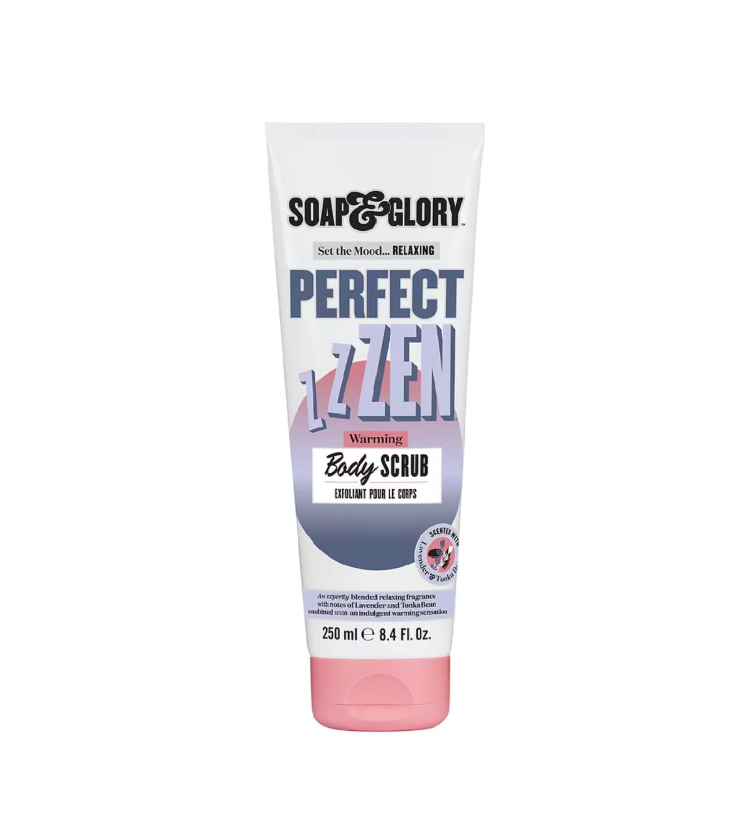 Soap & Glory Perfect Zen Exfoliating Body Scrub - Lavender & Tonka Bean Scented Polish for Smooth Skin - 250ml Relaxing Body Exfoliator - International Shipping Available - Buy Online on GoSupps.com