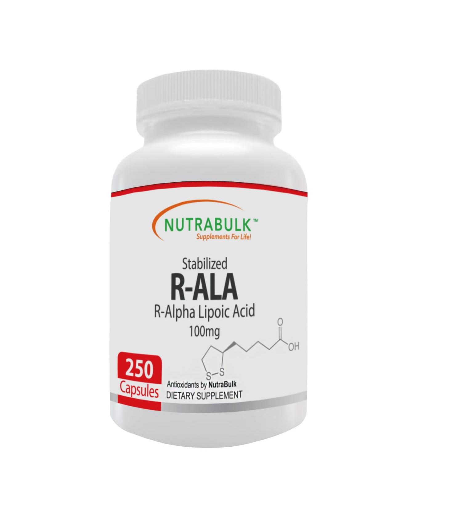R-ALA (Alpha Lipoic Acid) 100 mg Capsules - Antioxidant-Rich Supports Cellular Health & Wellbeing - 250 Capsules Non-GMO Gluten-Free - Buy Online on GoSupps.com
