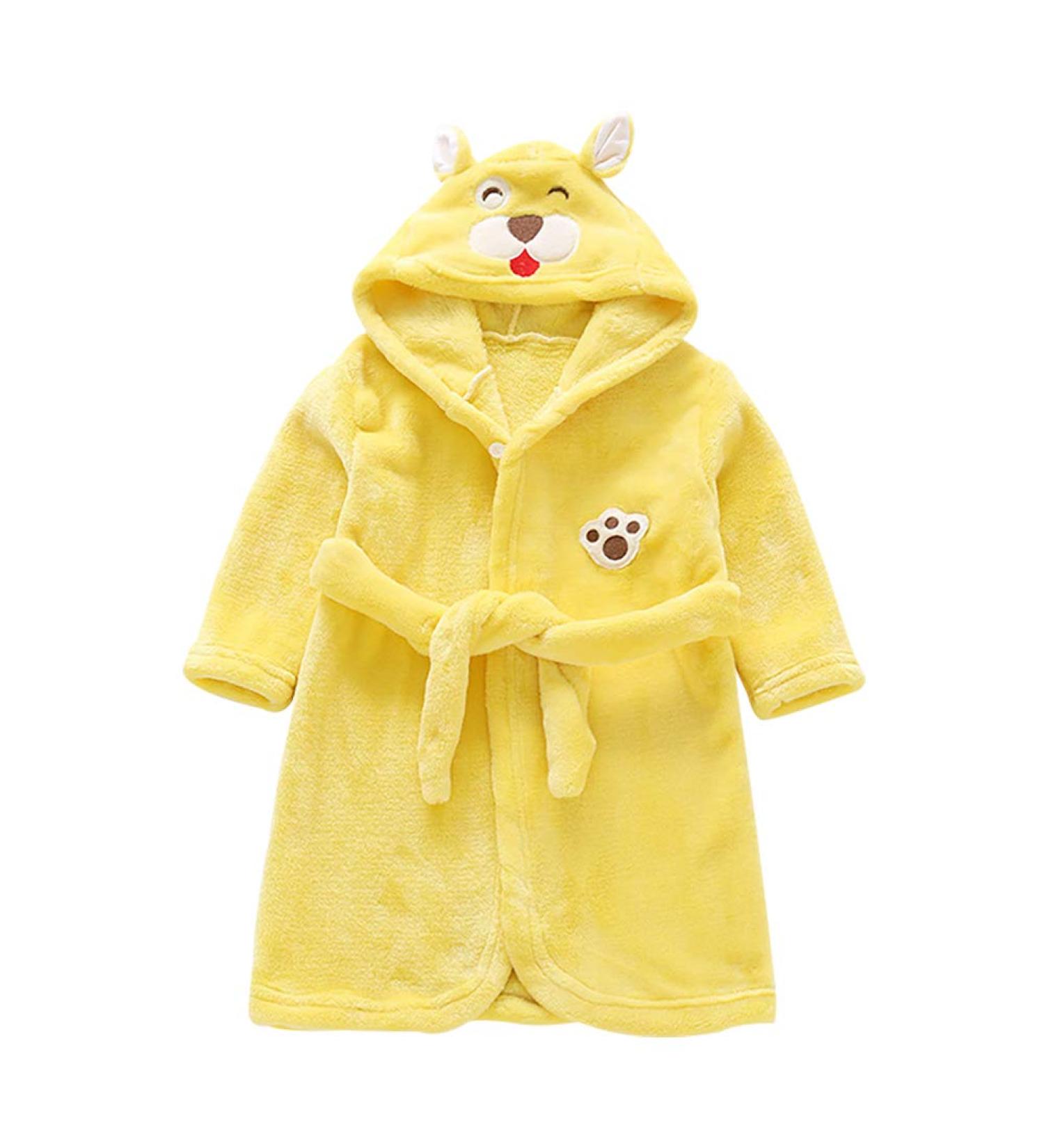 Miyanuby Baby Boys Girls Bathrobe Soft Flannel Langarm Animal Hoodie Morning Mantle Night Lashing Homewear For Children Baby Boys Gift 6-7 Years Bear Yellow