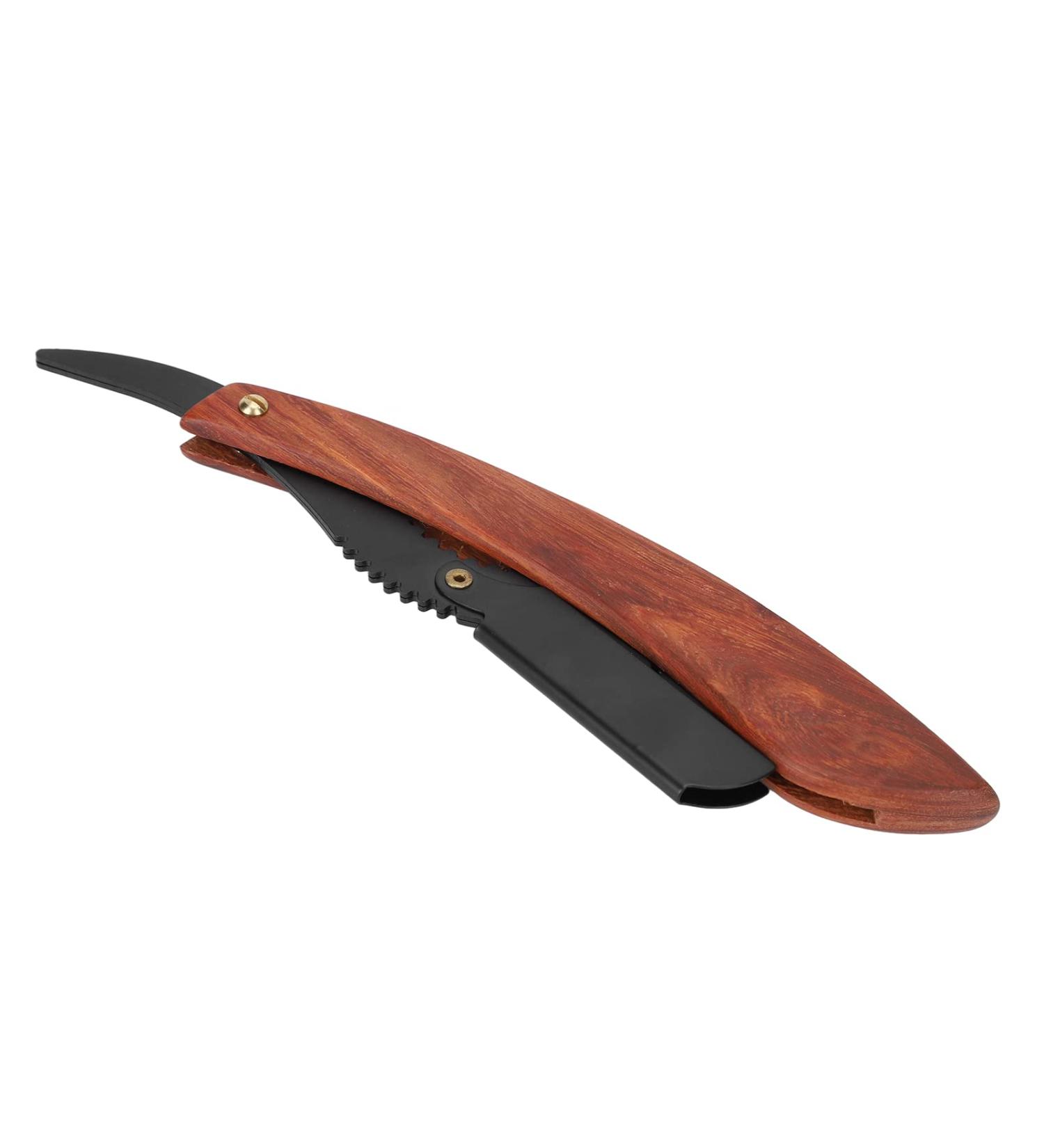 Straight Edge Wooden Razor | Vintage Barber Shaver for Men | Comfortable Handle & Beard Optimization - Buy Online on GoSupps.com
