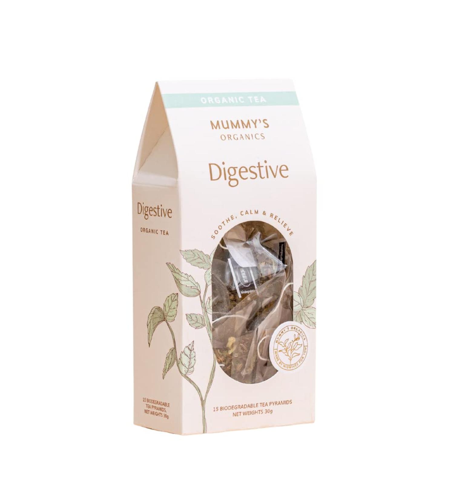 Digestive Tea - Organic | Relieves Early Pregnancy Nausea Indigestion & Heartburn | 15 Biodegradable Tea Pyramids - Buy Online on GoSupps.com