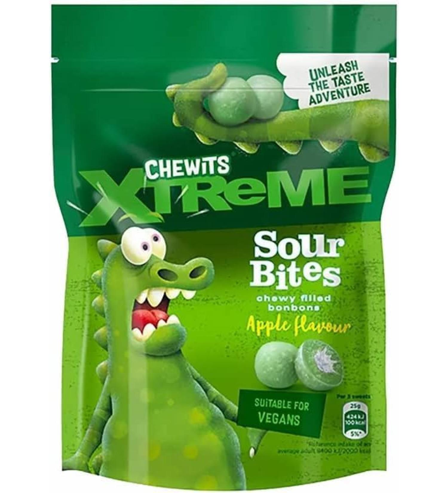 Chewits "Xt" Extra Sour Bites Apple Flavour 165 g x 1, Multi Colour