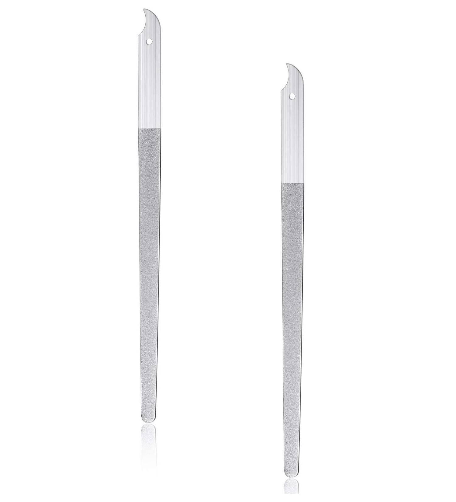 2PC 8 Diamond Dust Nail File - Stainless Steel Nail Dresser - 9 Inch