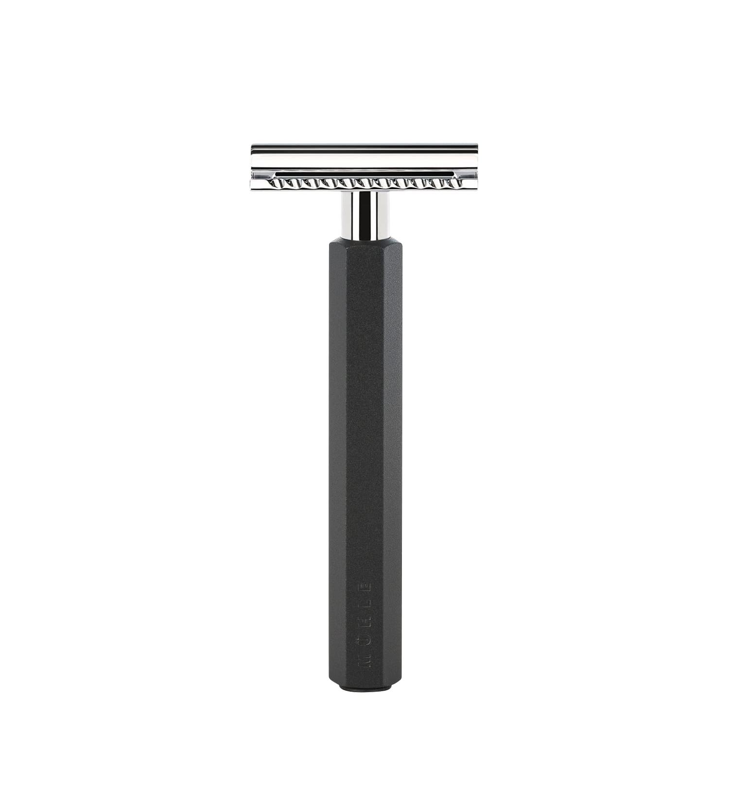 M HLE Hexagon Safety Razor - Closed Comb Aluminum Graphite Silver & Black - Premium Shaving Tool for Men - 1 Pack - Buy Online on GoSupps.com
