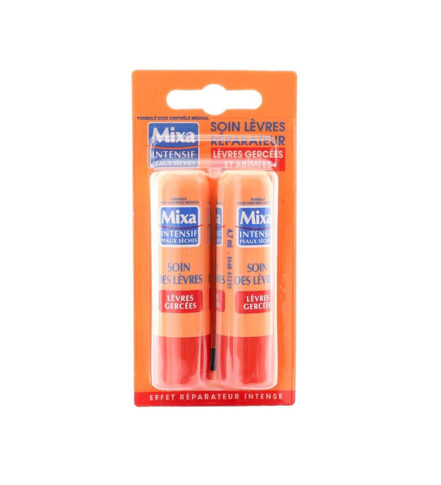 Mixa Intensif dry skin lip care repair set 2 x 4.7 ml for chapped and damaged lips