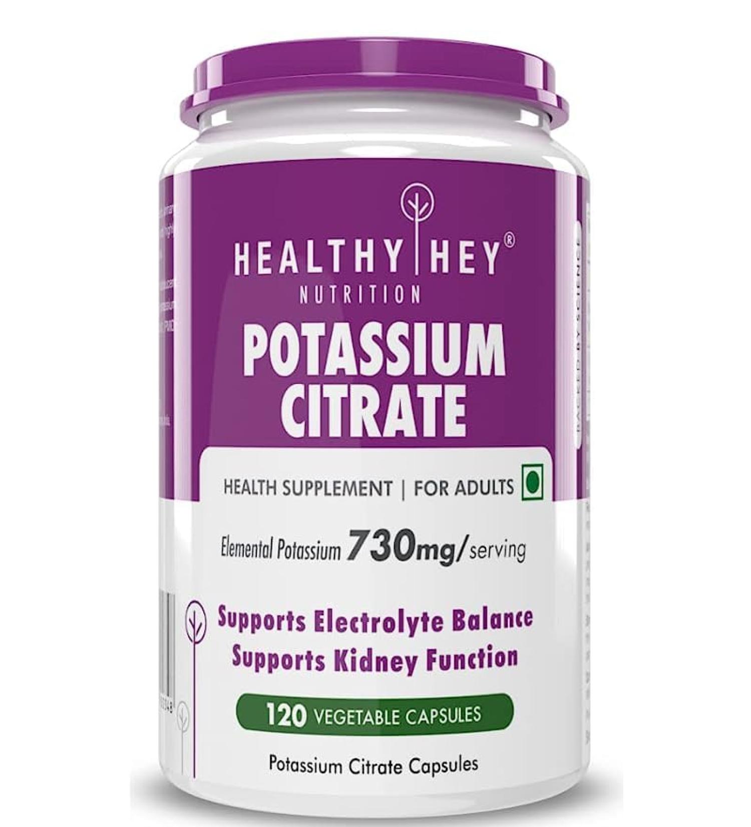 Potassium Citrate Supplement - 120 Veg Capsules | Essential Mineral for Heart & Muscle Health - Buy Online on GoSupps.com