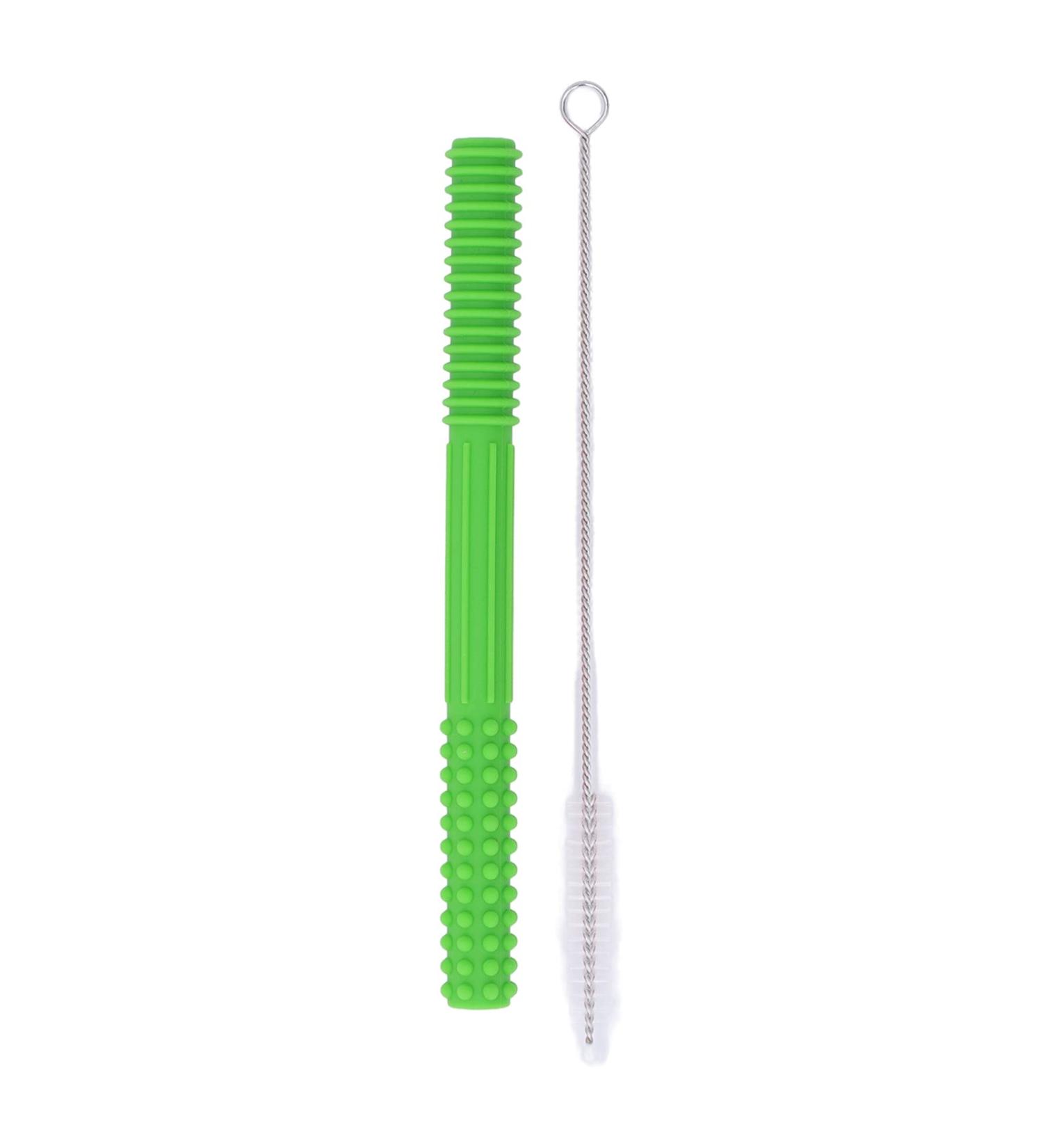 Soft Silicone Teething Tubes for Toddlers - Safe Sensory Toy Teether with Washing Brush (Green) - Buy Online on GoSupps.com