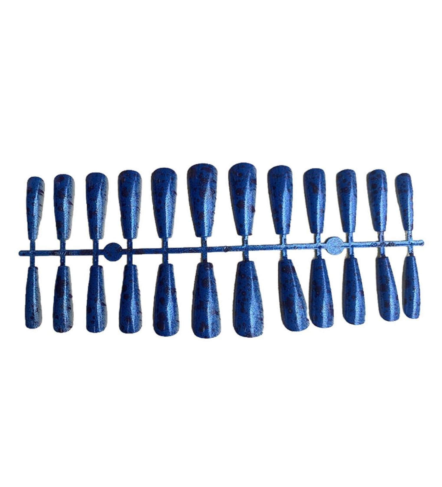 dijiusidy 24 Pieces Nails T Shape Extra Long Full Wrap False Nail Tips Women Decor Fingernail Supply Manicure Accessory blue print - Buy Online on GoSupps.com