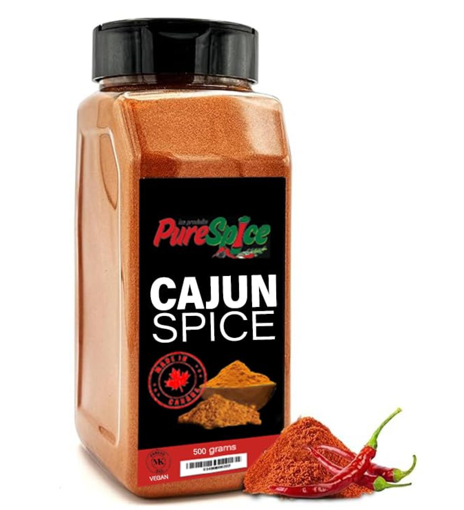 PureSpice Cajun Spice 500 Grams | Restaurant Grade Vegan Kosher Powder Seasoning | Premium Flavor for Cooking Meat Steak Rub and Sauce