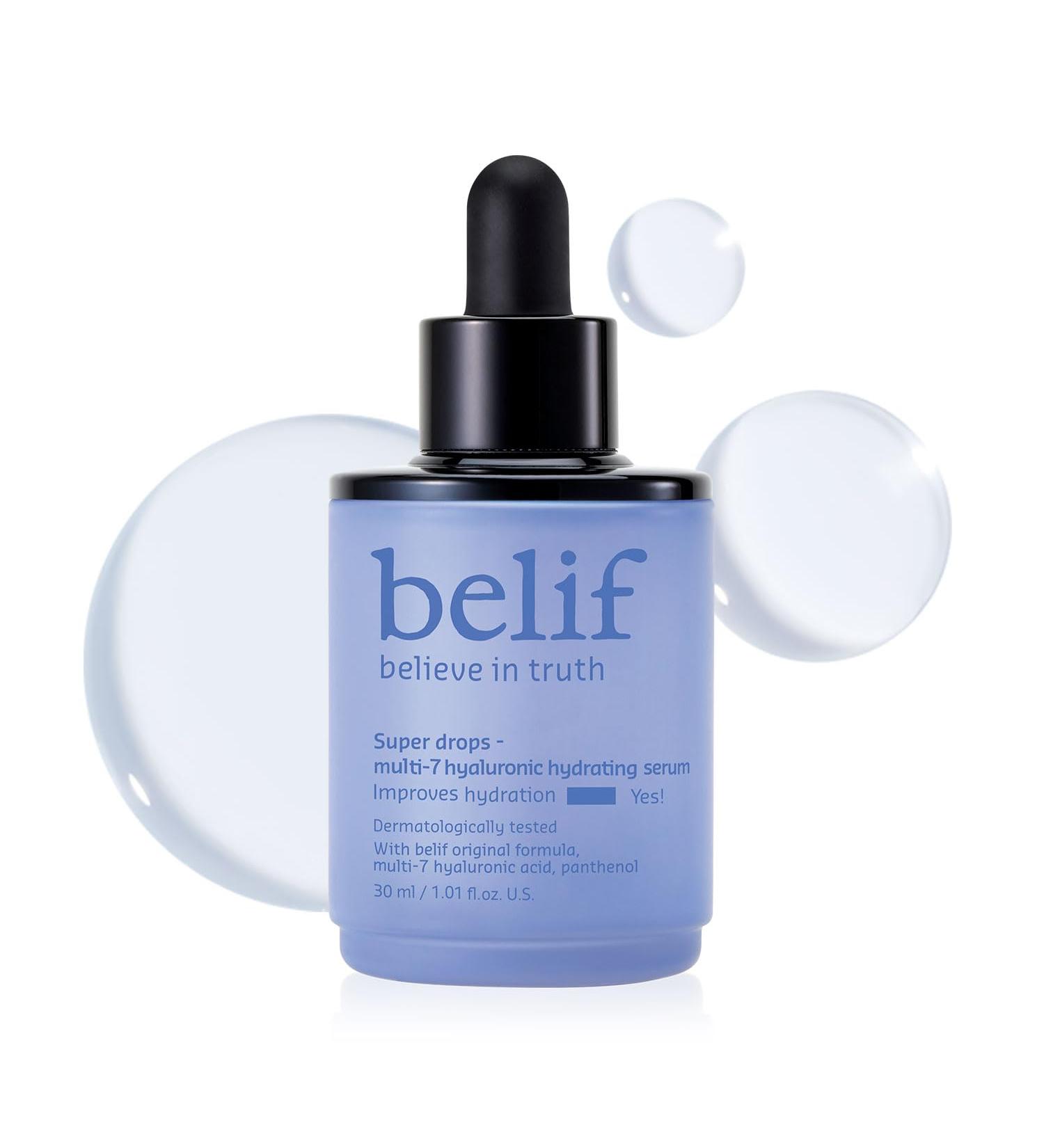 belif Super Drops Multi-7 Hyaluronic Hydrating Serum - 24-hr Moisturization Hyaluronic Acid Panthenol Lightweight Daily Essence | Korean Skincare (1.01 fl. oz) - Buy Online on GoSupps.com