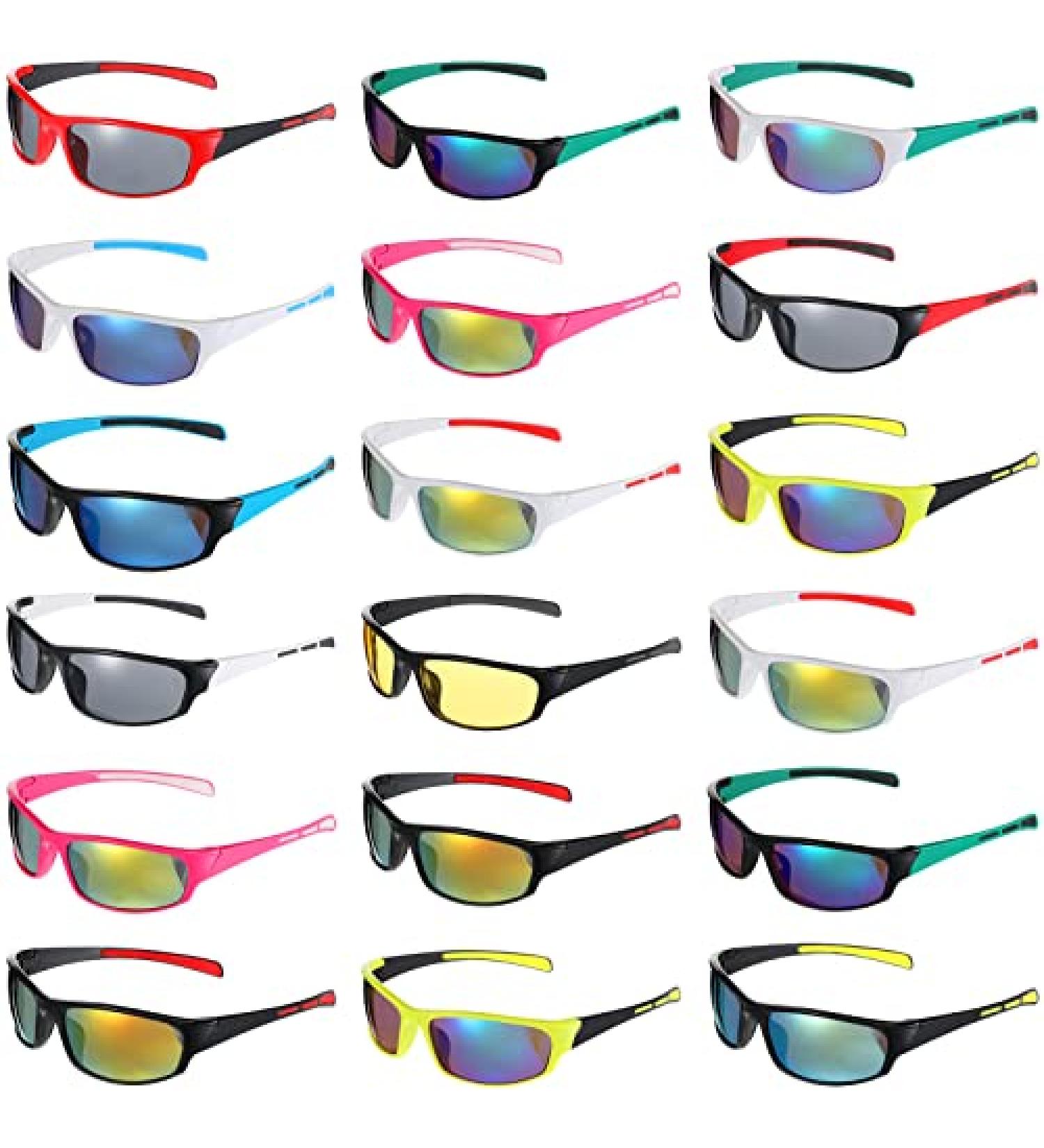 Polarized Sports Sunglasses - 18 Pairs for Men, Women, Youth - Flexible Frame for Running, Driving, Cycling - Assorted Colors - Buy Online on GoSupps.com