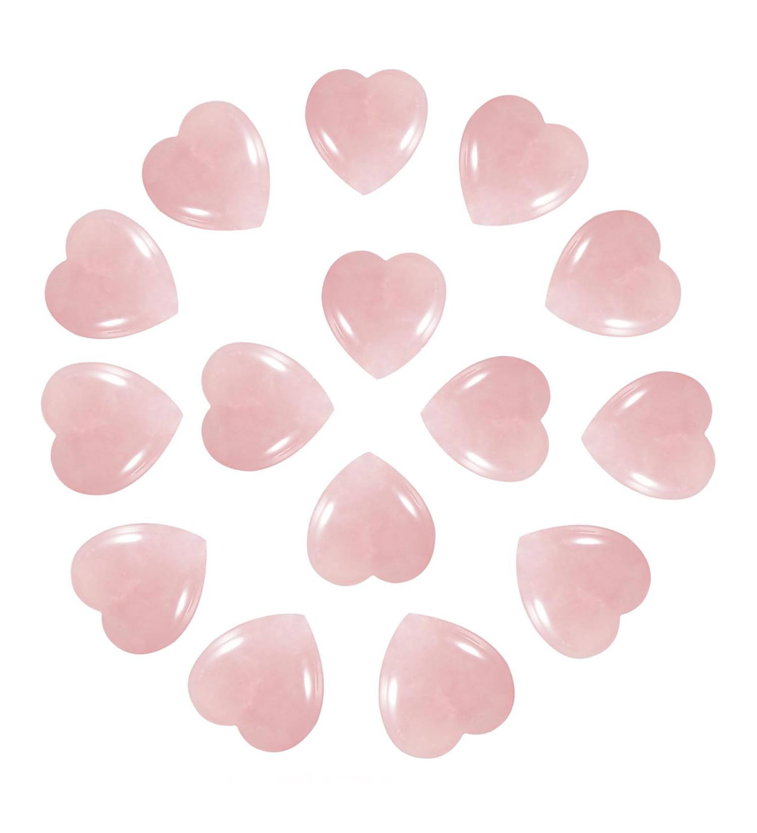 Healing Crystal Rose Quartz Heart Worry Stones for Reiki Meditation - 15pcs - Buy Online on GoSupps.com