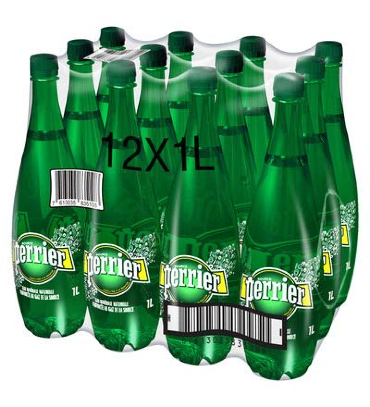Perrier Natural sparkling mineral water - 12 bottles of 1L