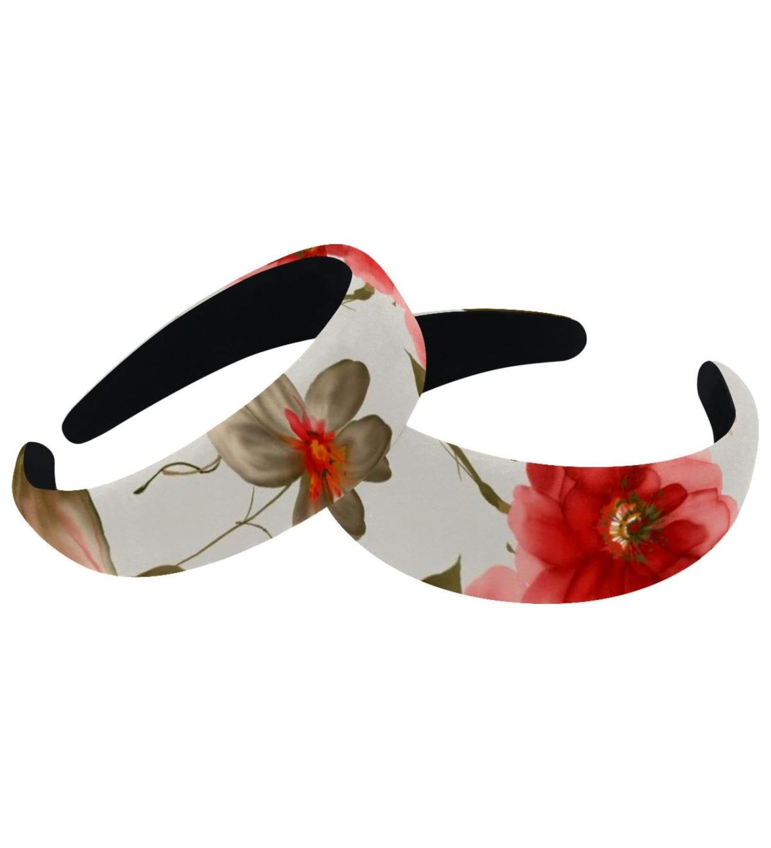 Headbands Women Hair Head Bands 2 Pieces Rose Flower Non Slip Thick Padded Hairband Hair Band Hoops Vintage Thick Hair Wrap Multi-colored 7 - Buy Online on GoSupps.com