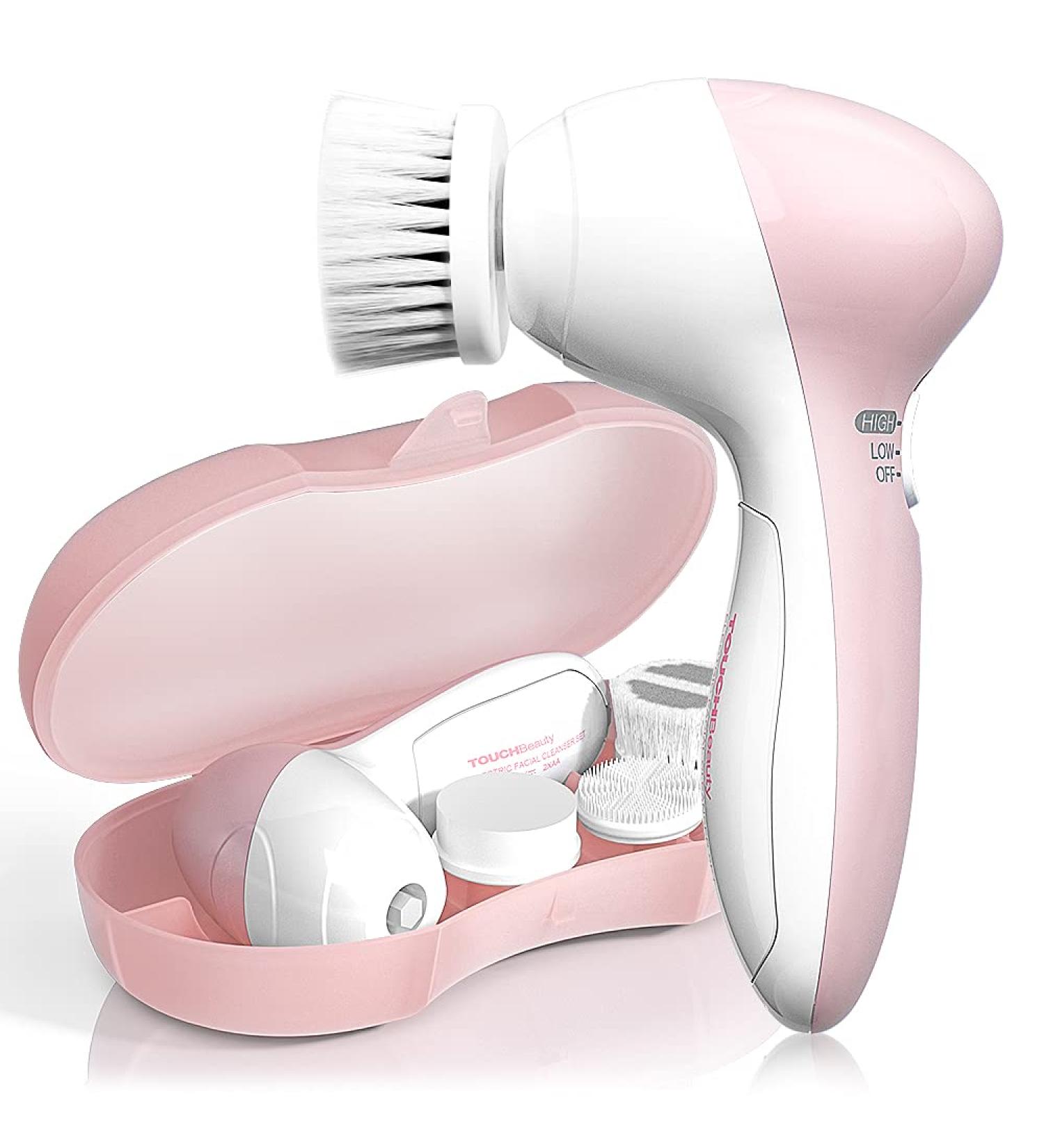 TOUCHBeauty Facial Cleansing Brush Set | 3 Brush Heads for Gentle Cleansing, Deep Scrubbing, and Massaging | AG-0525A Pink - Buy Online on GoSupps.com