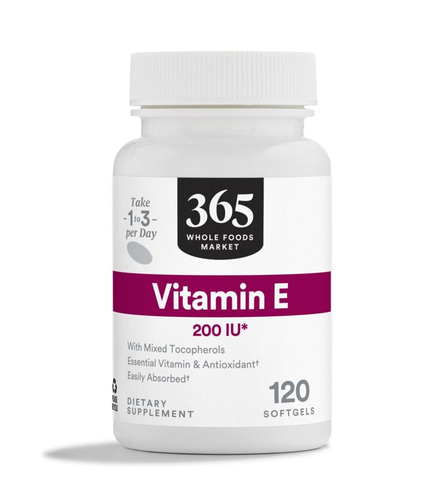 365 by Whole Foods Market Vitamin E 200 Iu W Mixed Tocopherols 120 Softgels