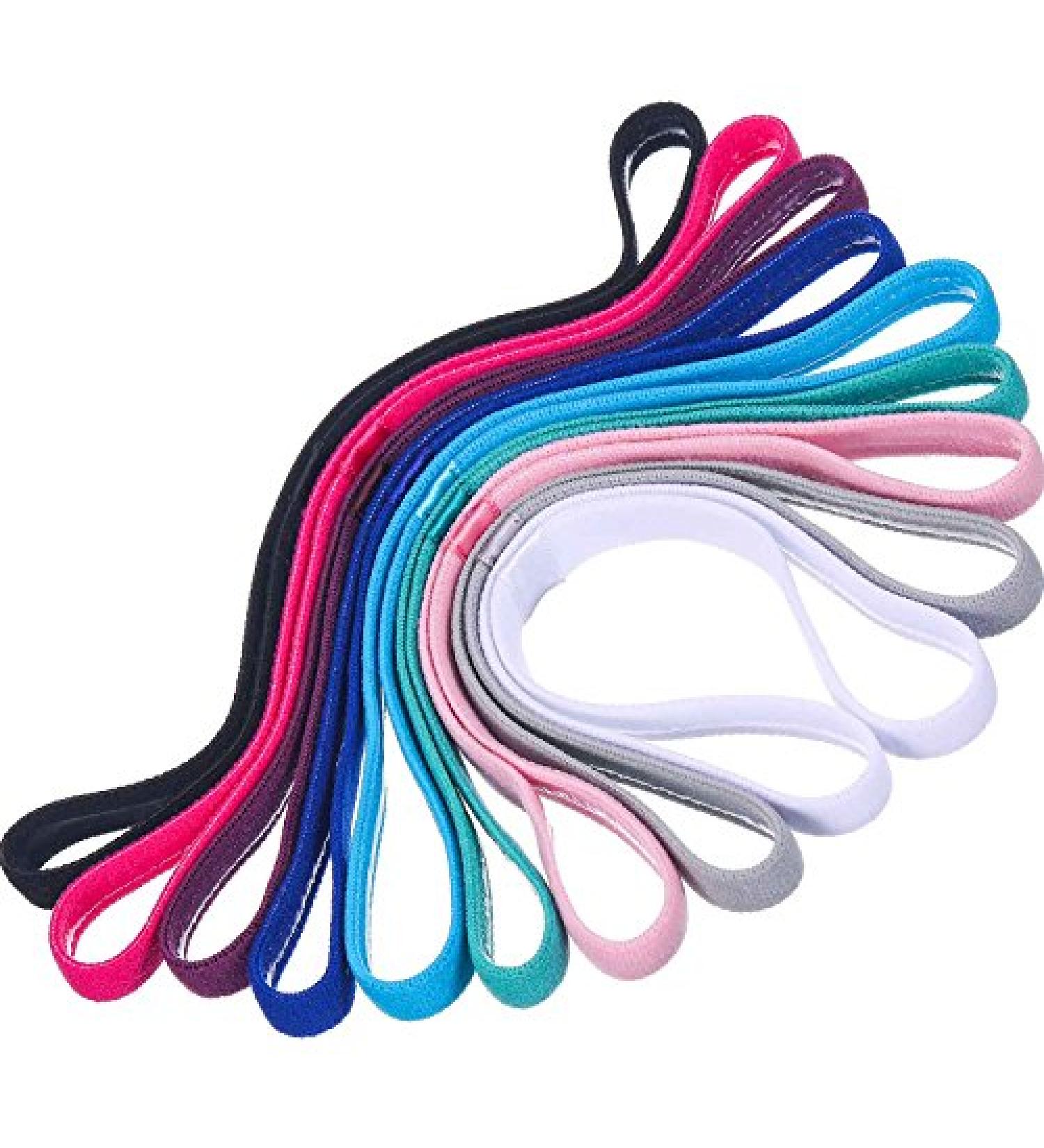 9-Piece Non-Slip Elastic Sport Headbands for Yoga - Assorted Colors - Buy Online on GoSupps.com