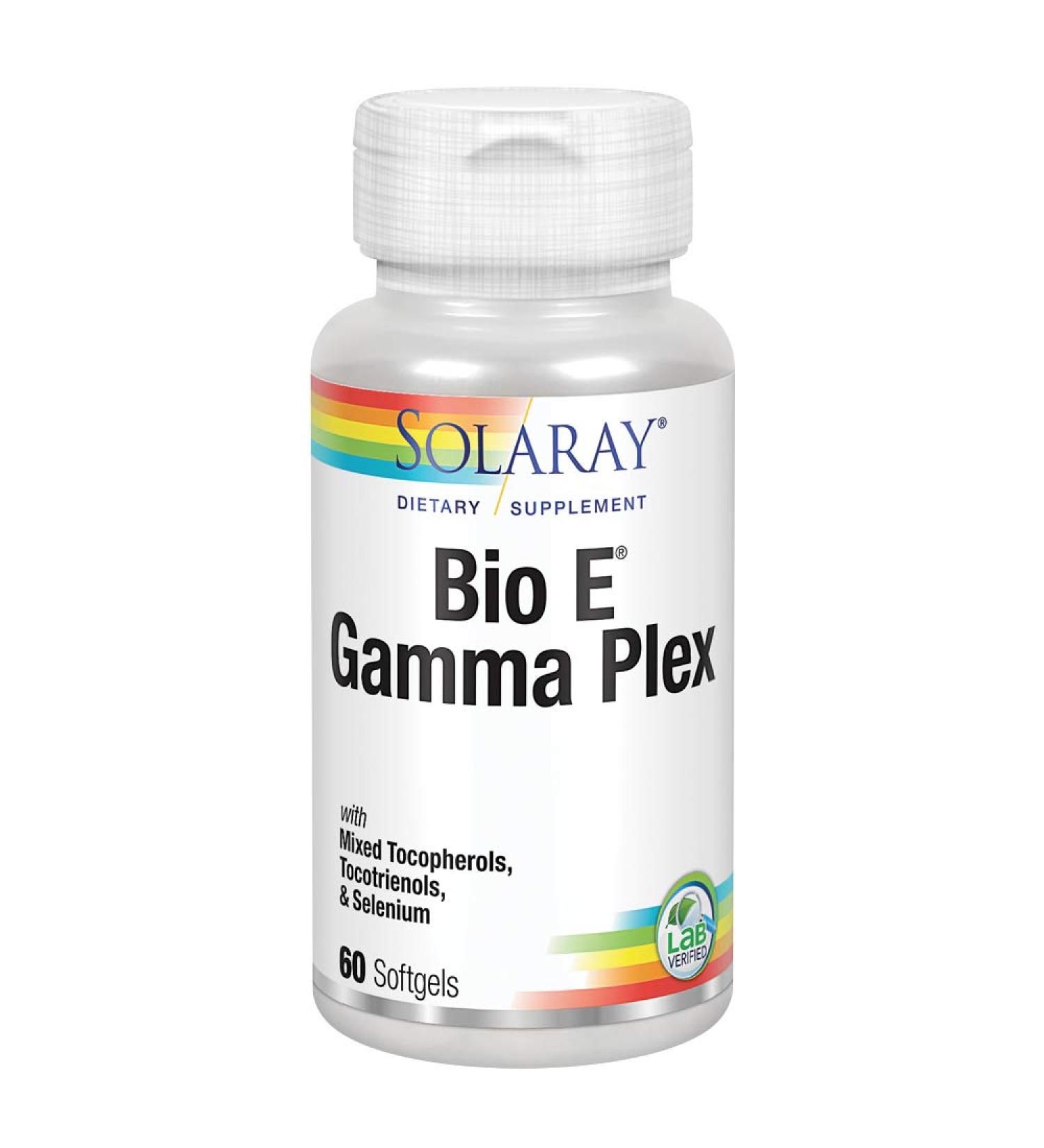 Solaray Bio E Gamma Plex - 60 Softgels | Antioxidant Support with Natural Tocopherol Blend - Buy Online on GoSupps.com