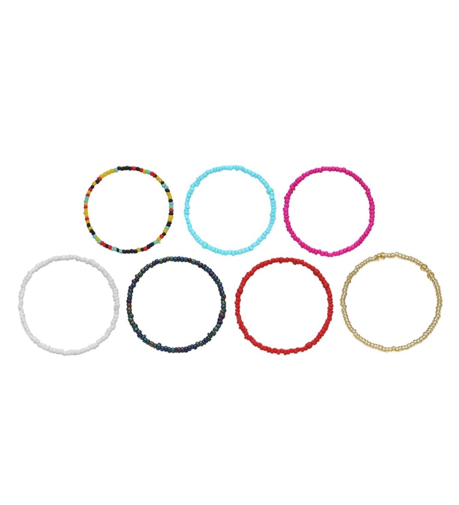 COLLBATH 7pcs Beads Bracelet Friendship Beaded Bracelet Women Bracelets Bracelet Colorful Best Friend Bracelets Kids Girls Gift Bracelet Elastic Rope European and American Miss - Buy Online on GoSupps.com